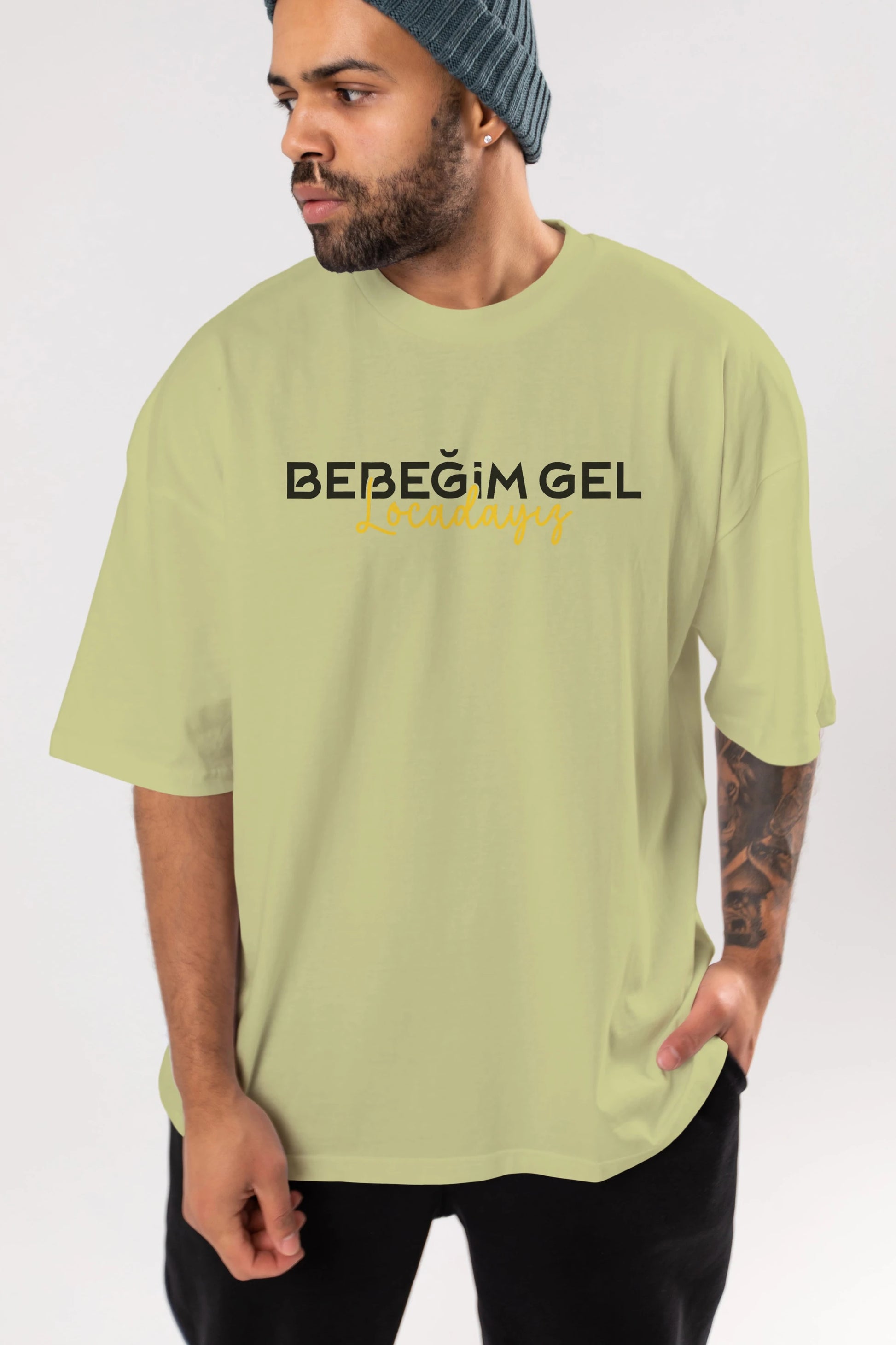 Bebeğim Gel Locadayız Ön Baskılı Oversize t-shirt %100 pamuk Erkek Kadın Unisex