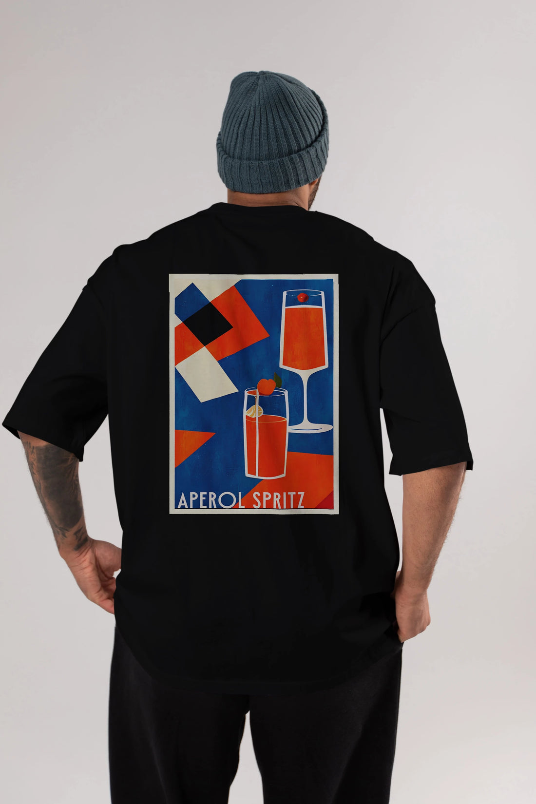 Aperol Spritz 4 Arka Baskılı Oversize t-shirt Erkek Kadın Unisex %100 Pamuk Bisiklet Yaka tişort