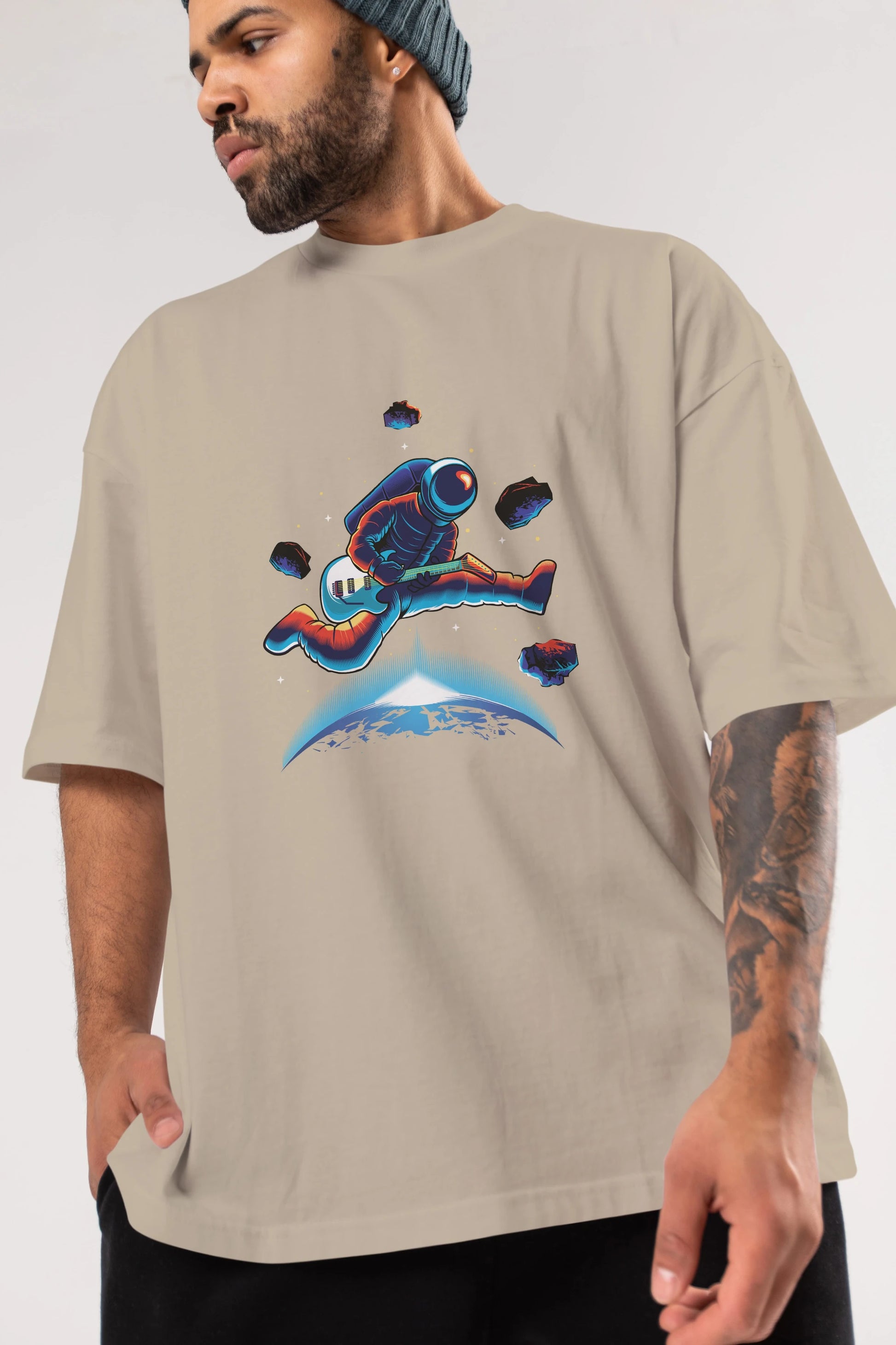 Astroguitar Ön Baskılı Oversize t-shirt Erkek Kadın Unisex