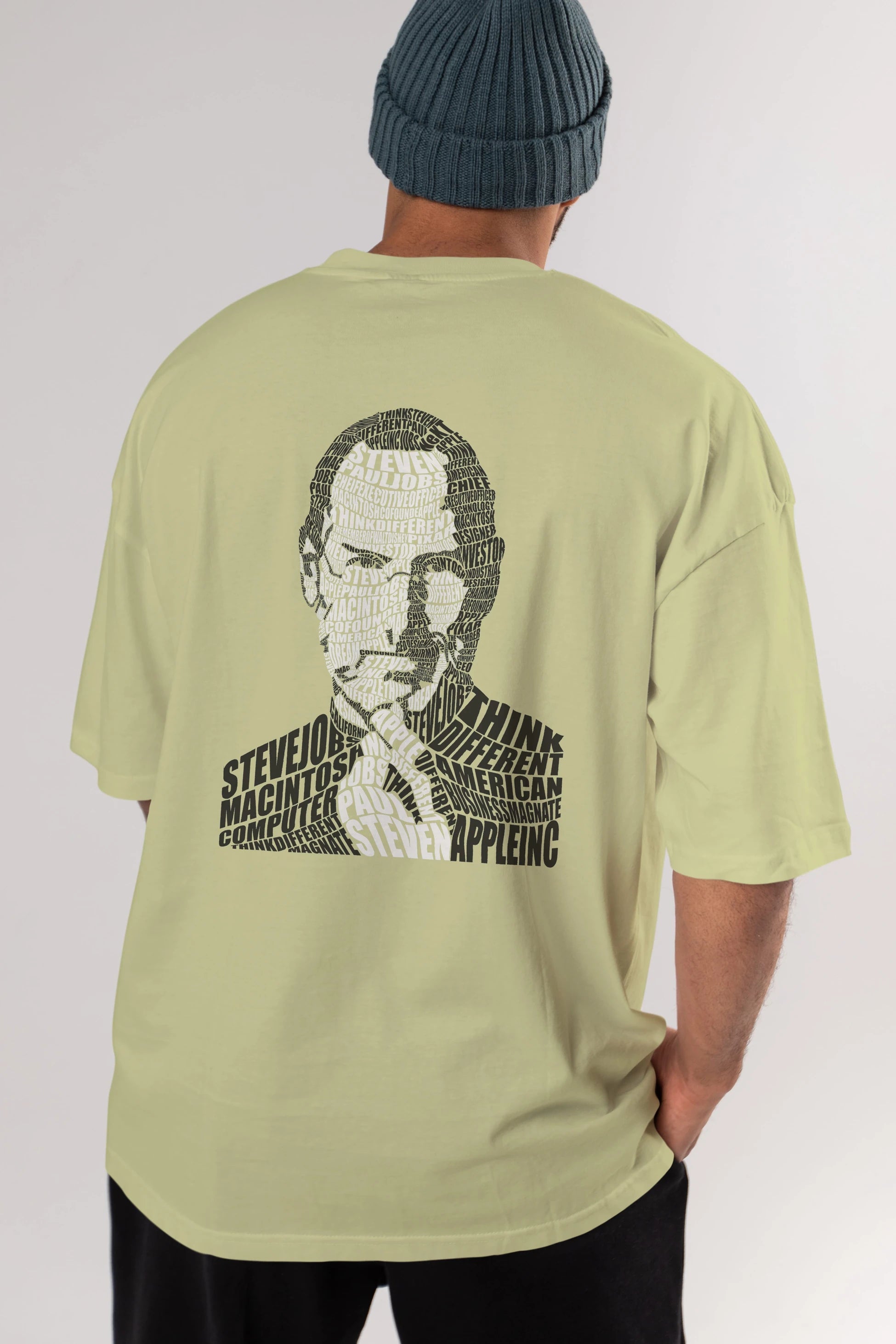Steve Jobs Calligram Arka Baskılı Oversize t-shirt %100 pamuk Erkek Kadın Unisex
