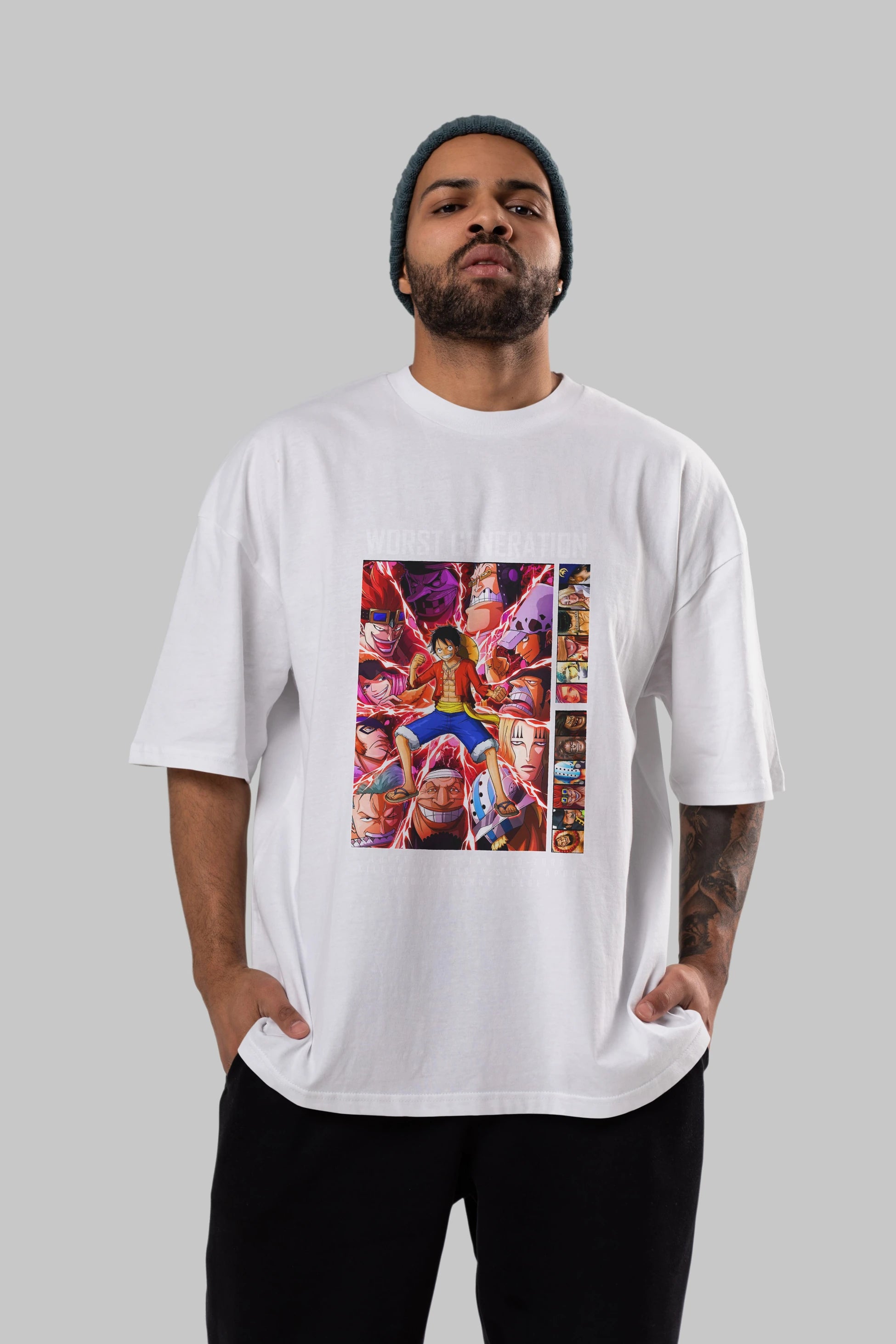 Worst Generation Anime Ön Baskılı Oversize t-shirt Erkek Kadın Unisex