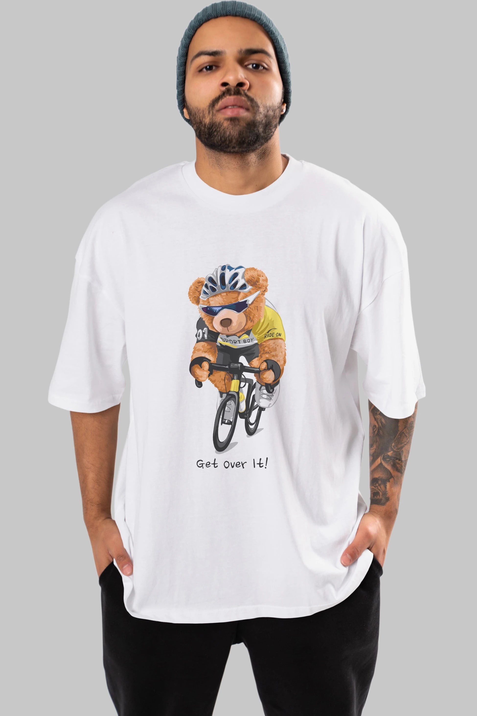 Teddy Bear Sport Boy Ön Baskılı Oversize t-shirt Erkek Kadın Unisex %100 Pamuk