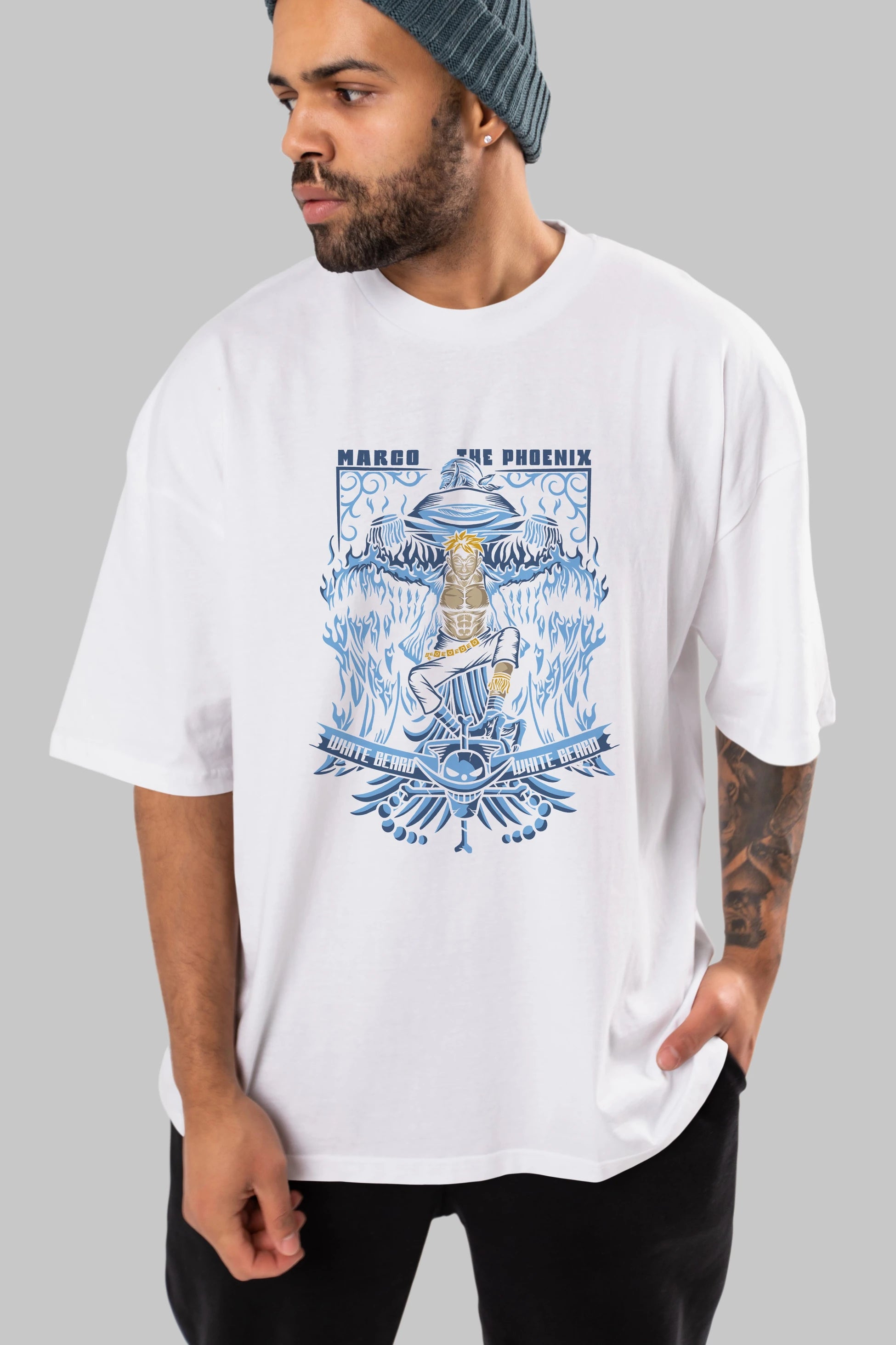 Marco the Phoenix Anime Ön Baskılı Oversize t-shirt Erkek Kadın Unisex