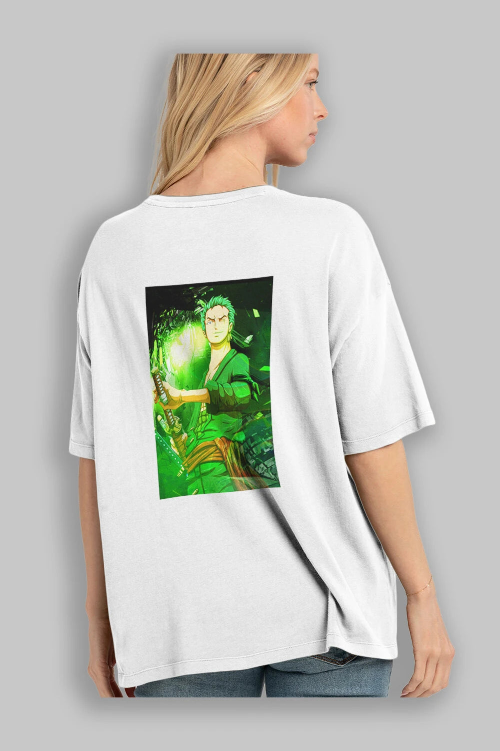 Roronoa Zoro 5 Anime Arka Baskılı Oversize t-shirt Erkek Kadın Unisex %100 pamuk tişort