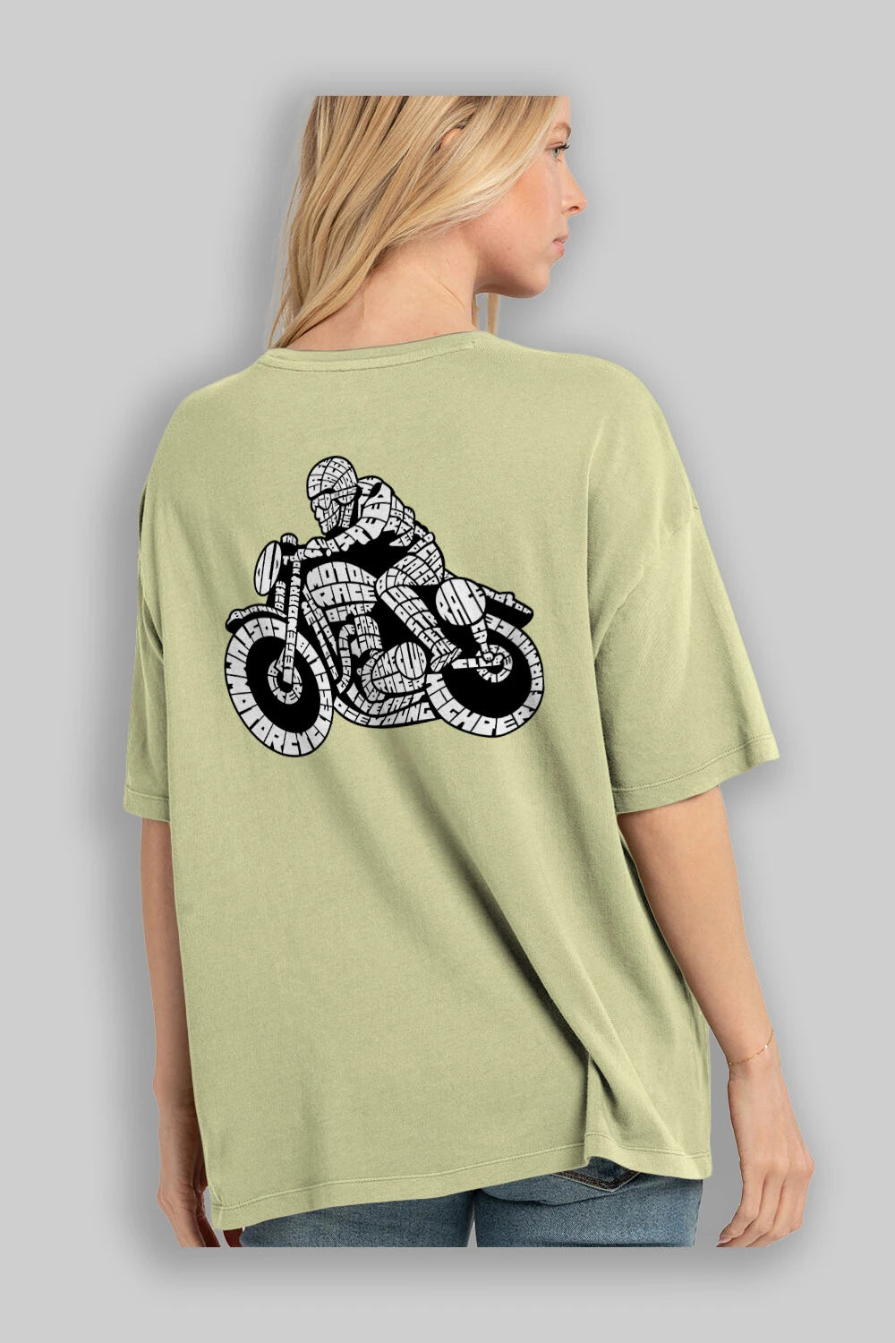 Caferacer Arka Baskılı Oversize t-shirt %100 pamuk Erkek Kadın Unisex