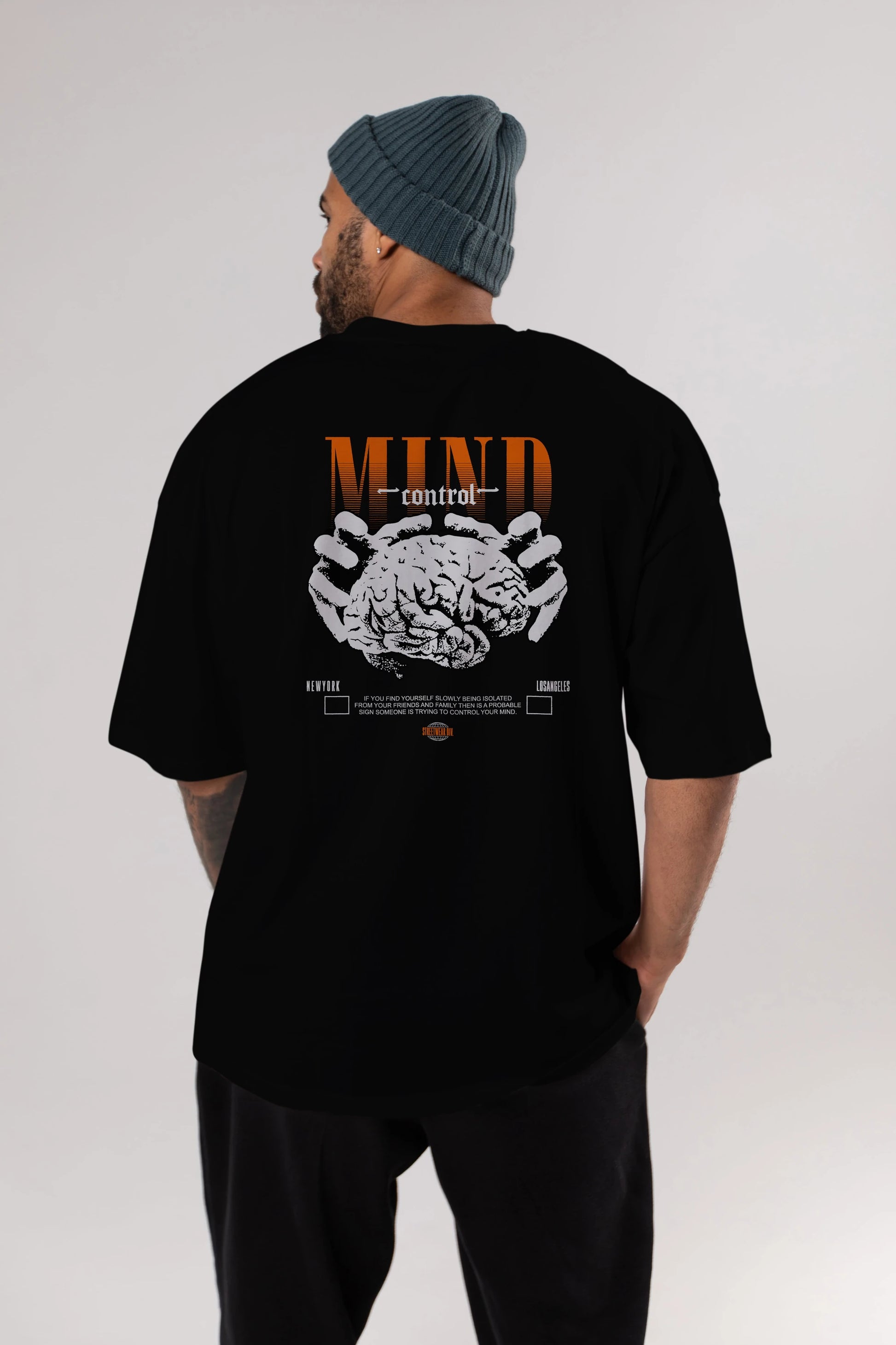 Mind Control Arka Baskılı Oversize t-shirt Erkek Kadın Unisex