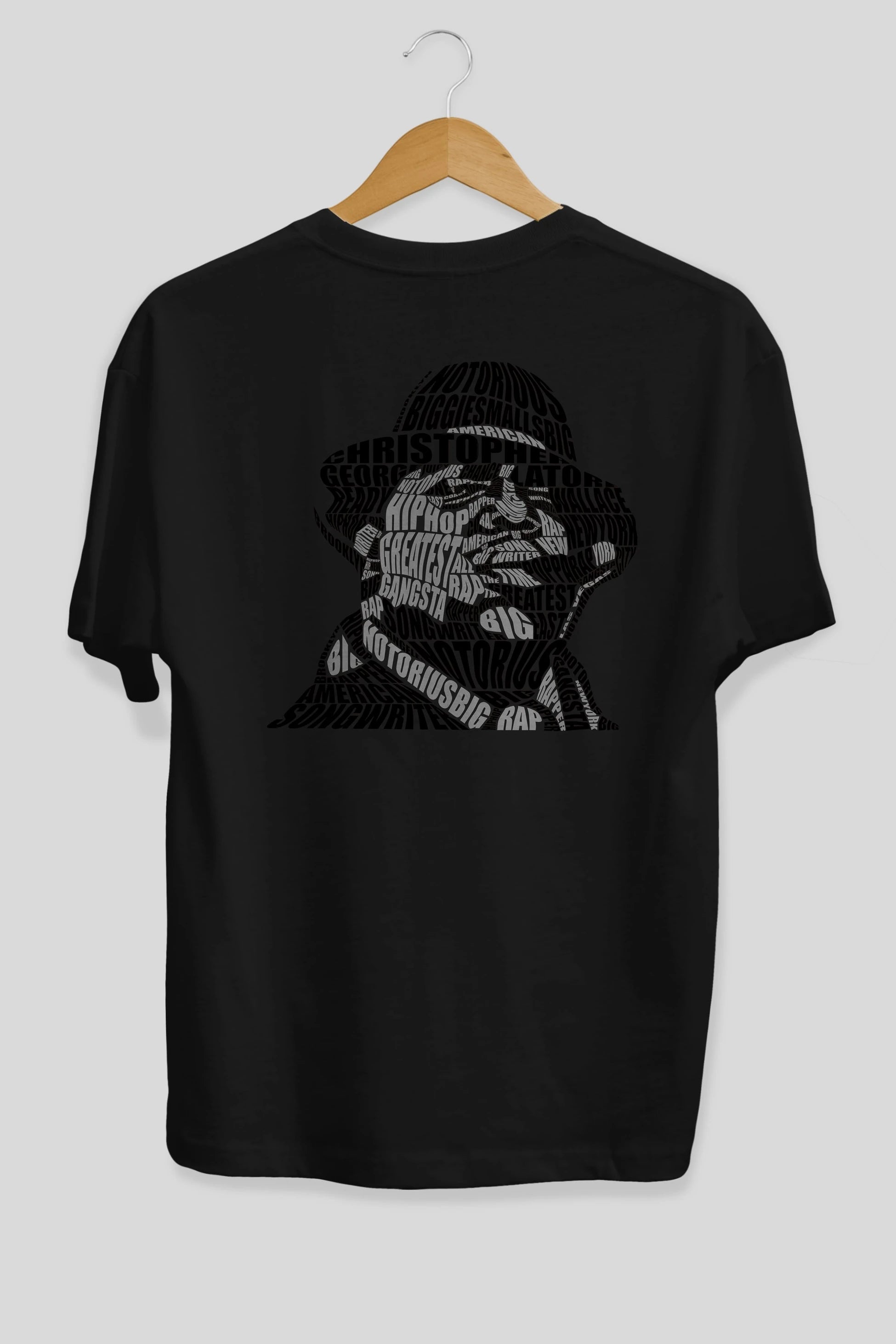 Notorious Big Calligram Arka Baskılı Oversize t-shirt %100 pamuk Erkek Kadın Unisex