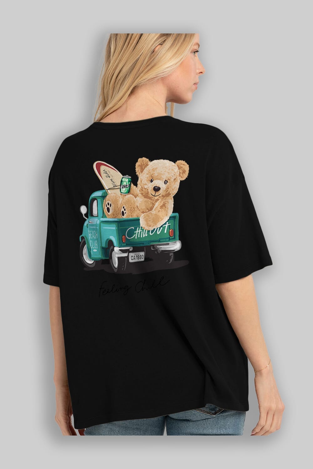 Teddy Bear Chill Out Arka Baskılı Oversize t-shirt Erkek Kadın Unisex %100 Pamuk
