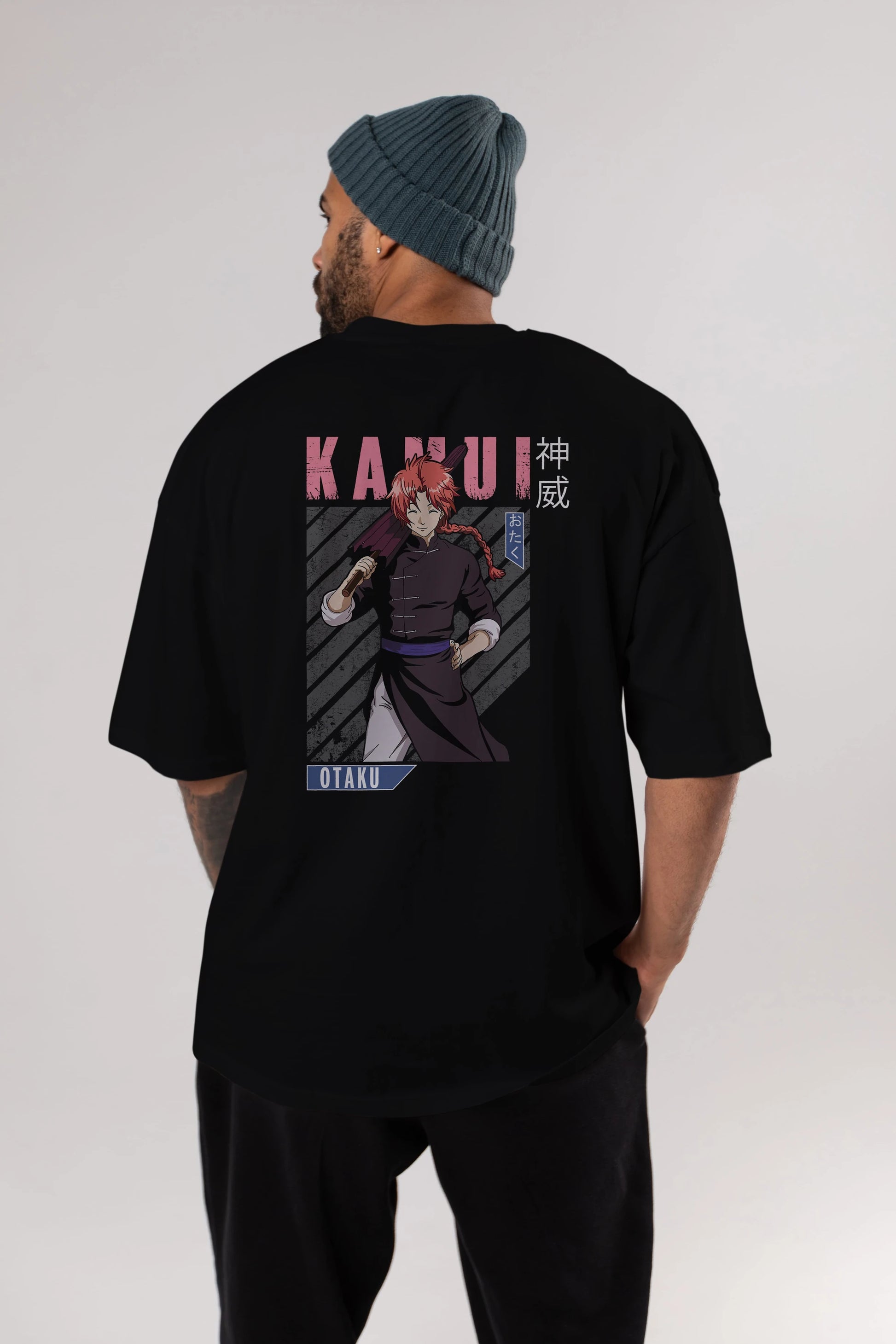Kamui GINTAMA 1 Anime Arka Baskılı Oversize t-shirt Erkek Kadın Unisex