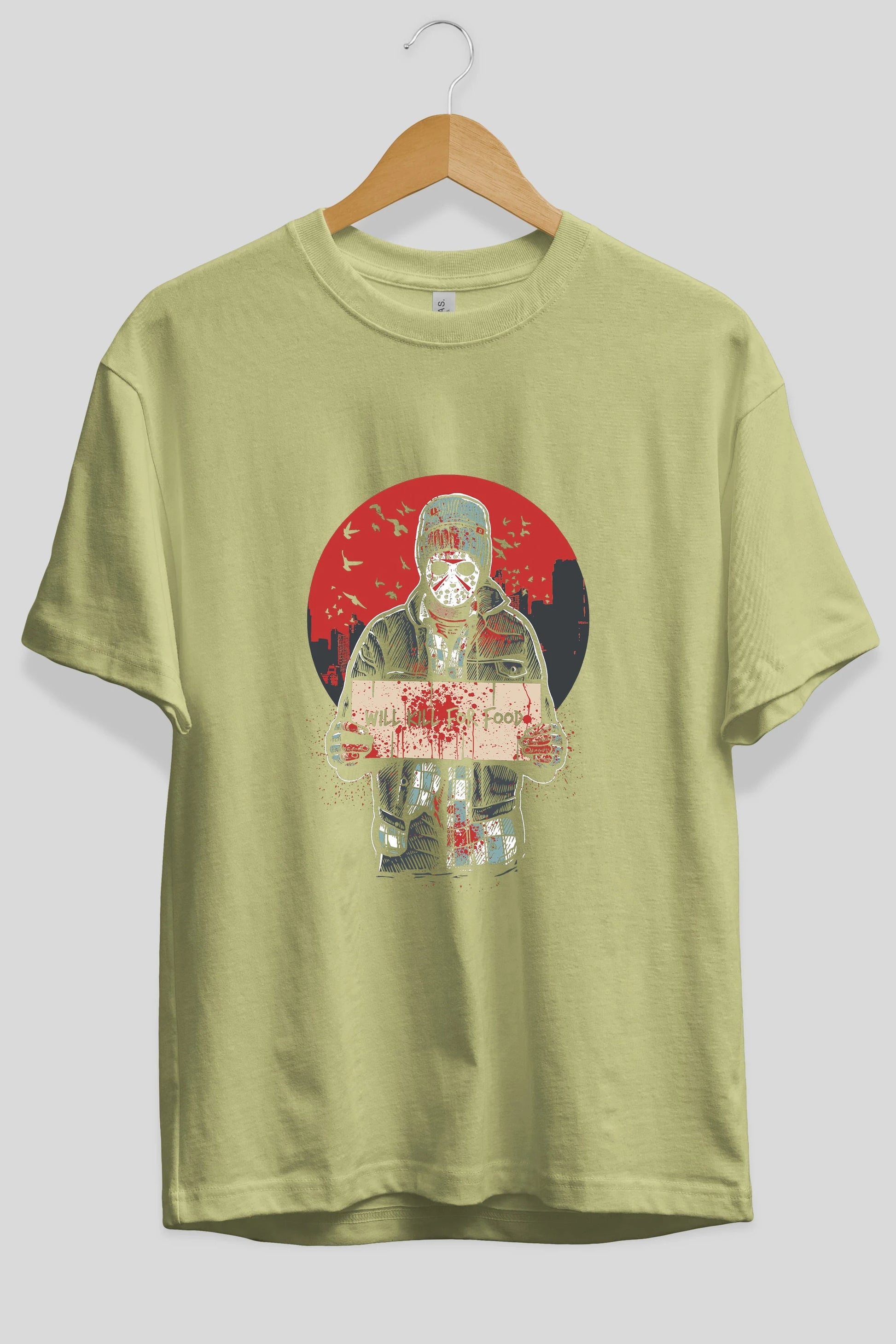 Kill For Food Ön Baskılı Oversize t-shirt Erkek Kadın Unisex %100 Pamuk tişort