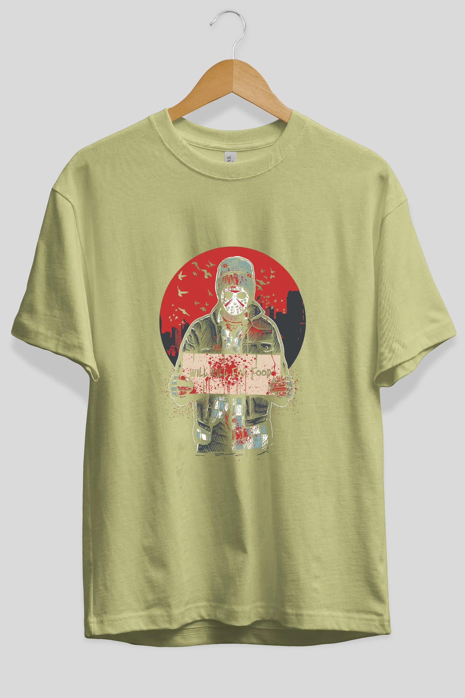 Kill For Food Ön Baskılı Oversize t-shirt Erkek Kadın Unisex %100 Pamuk tişort