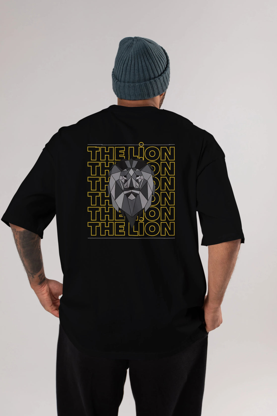 The Lion Yazılı Arka Baskılı Oversize t-shirt Erkek Kadın Unisex