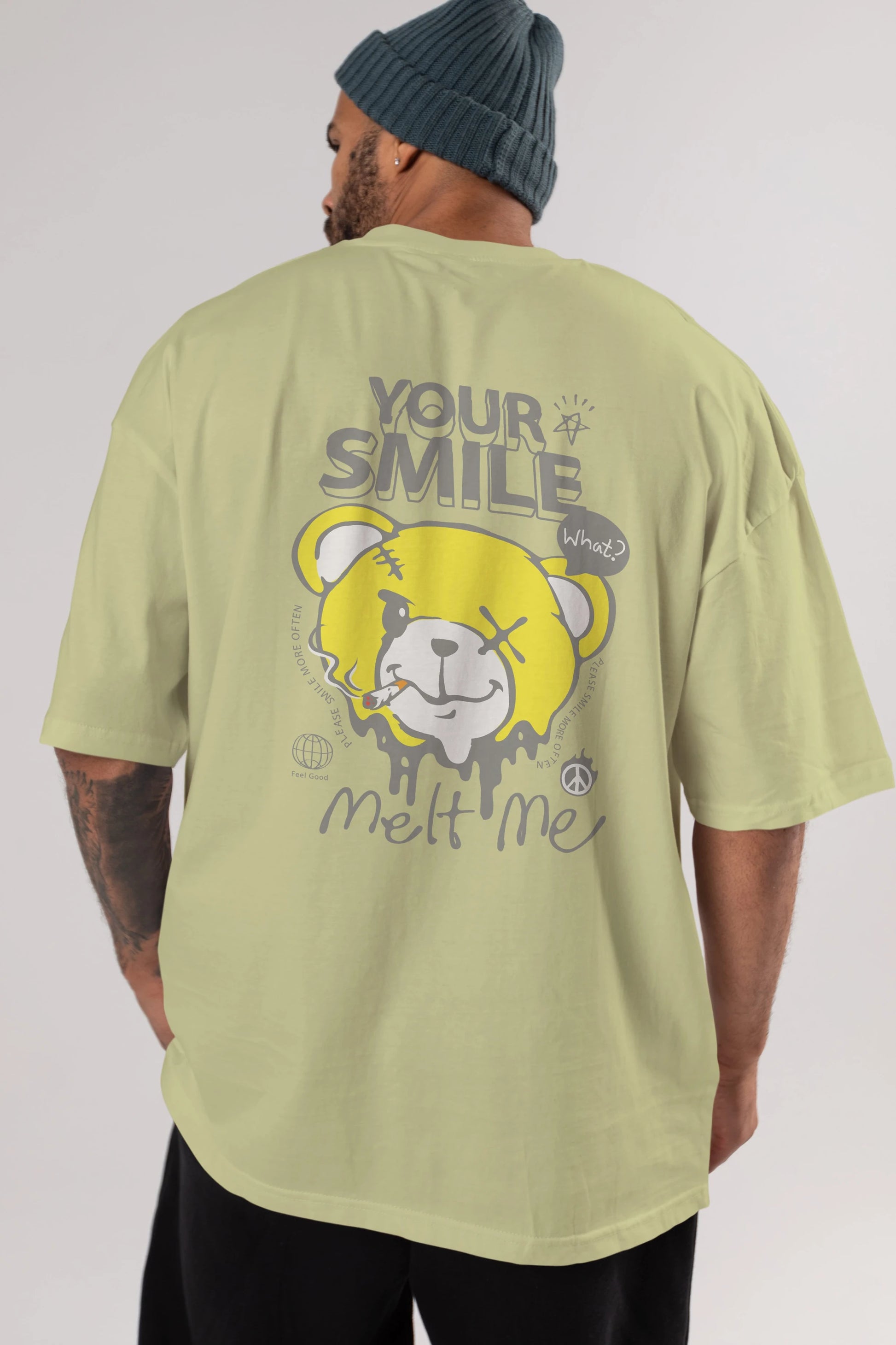 Your Smile Bear Arka Baskılı Oversize t-shirt Erkek Kadın Unisex
