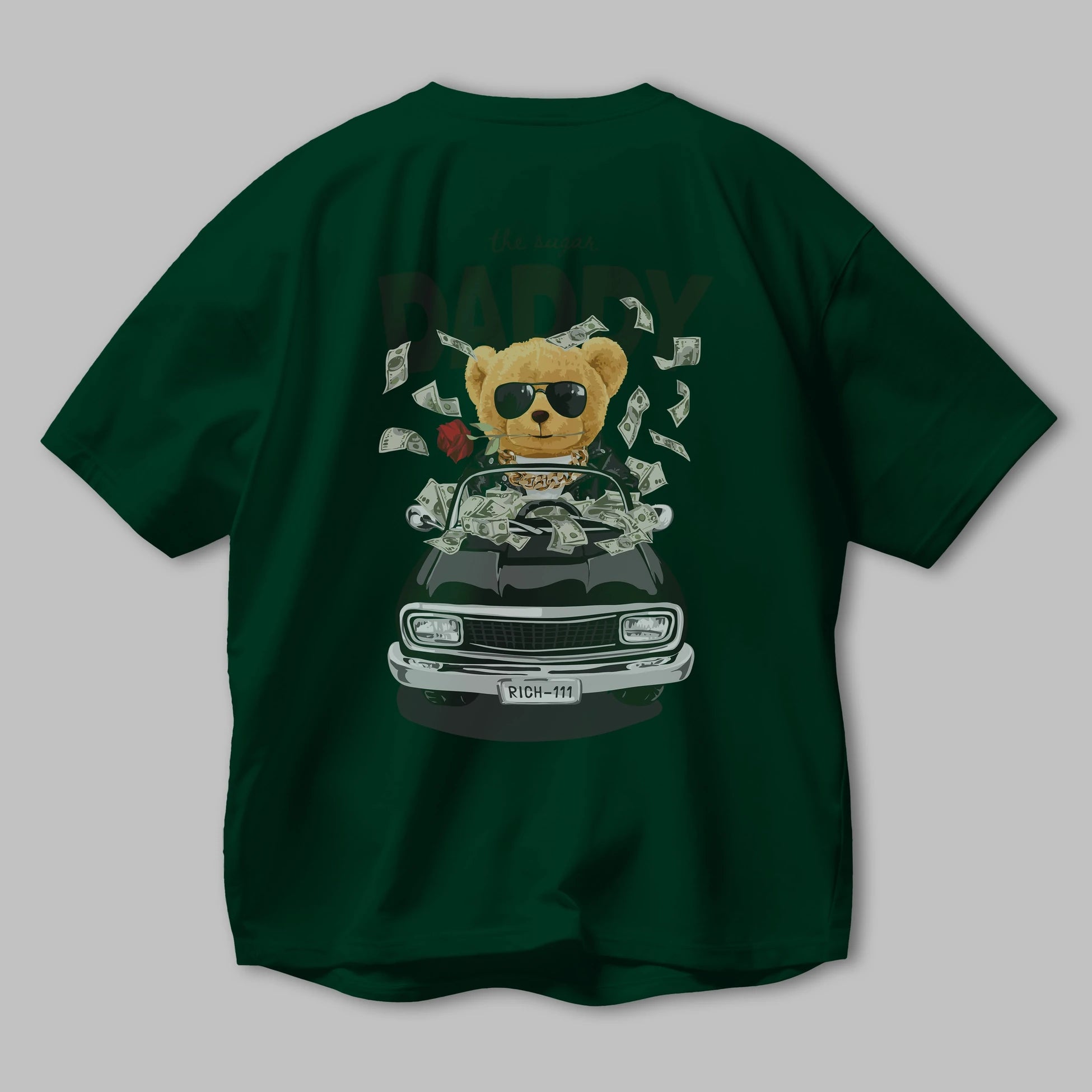Teddy Bear Daddy Arka Baskılı Oversize t-shirt Erkek Kadın Unisex %100 Pamuk