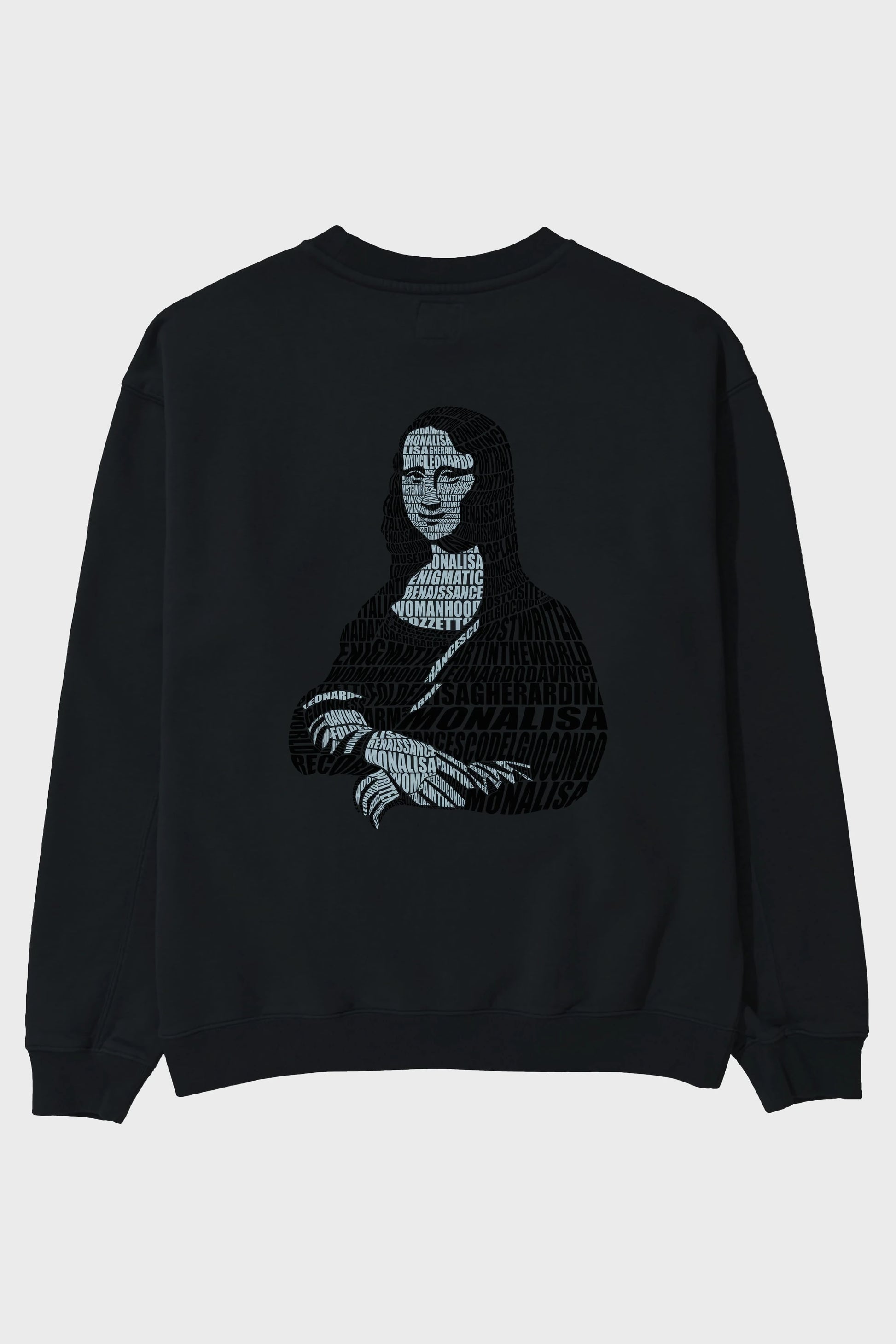 Mona Lisa Calligram Arka Baskılı Oversize Sweatshirt Erkek Kadın Unisex