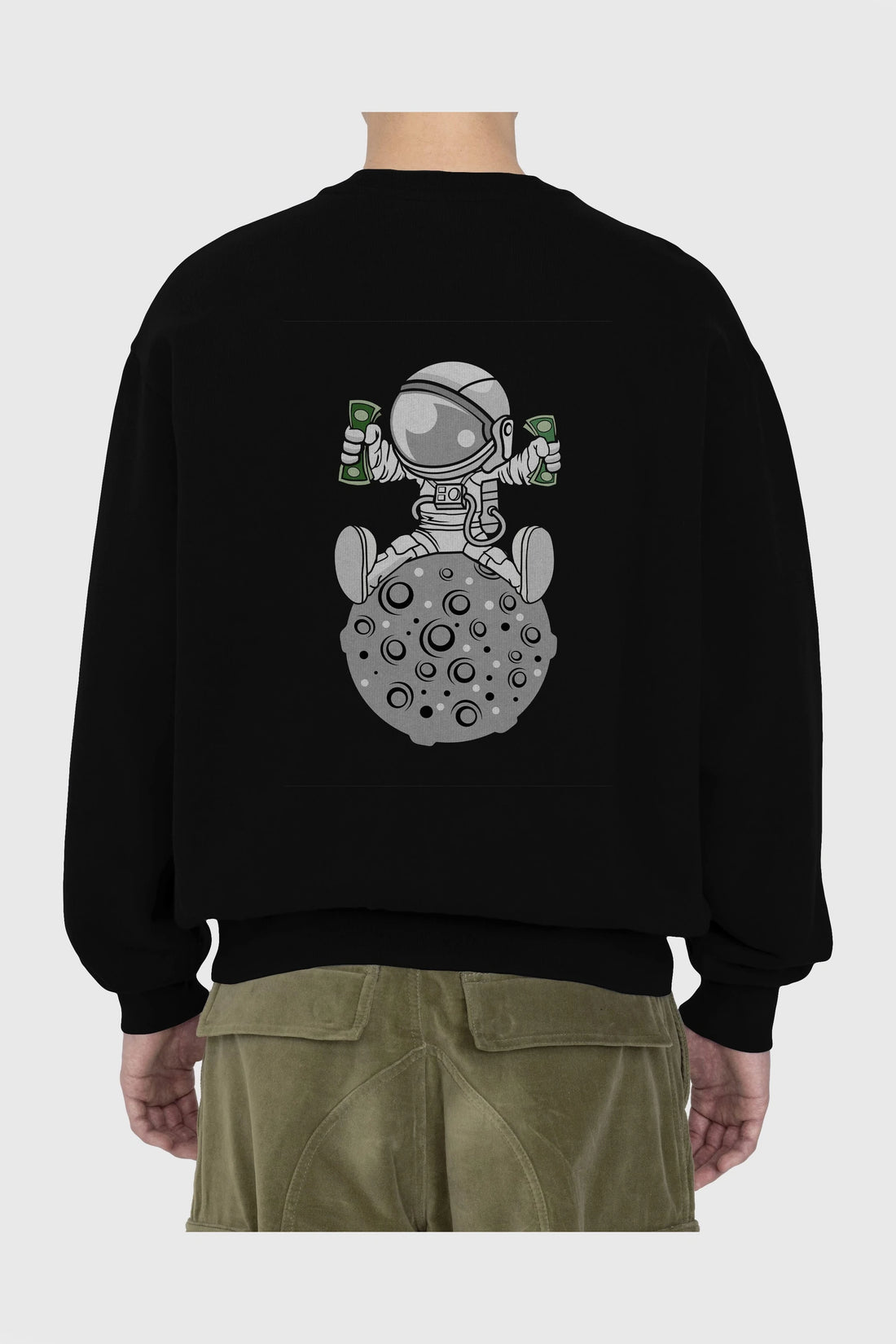 Astronaut Dollar Arka Baskılı Oversize Sweatshirt Erkek Kadın Unisex