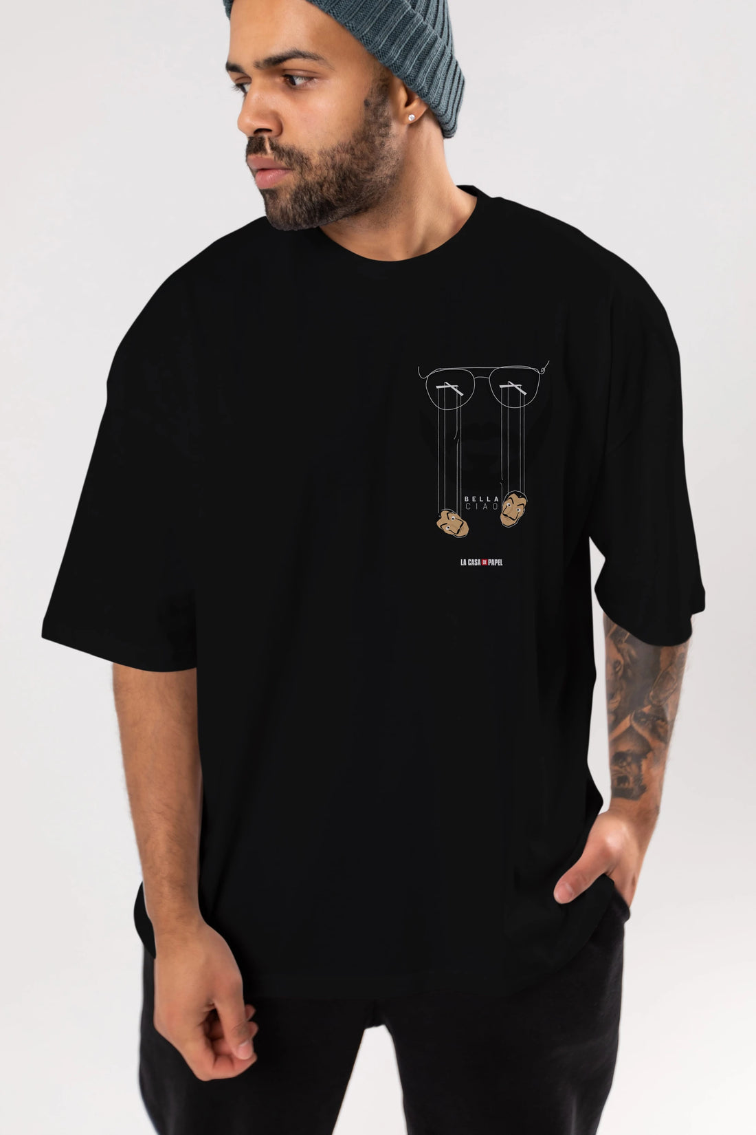 La Casa De Papel (11) Ön Sol Baskılı Oversize t-shirt Erkek Kadın Unisex %100 Pamuk Bisiklet Yaka tişort