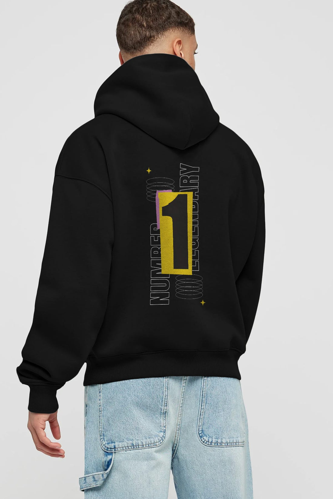 Number 1 Yazılı Arka Baskılı Oversize Hoodie Kapüşonlu Sweatshirt Erkek Kadın Unisex