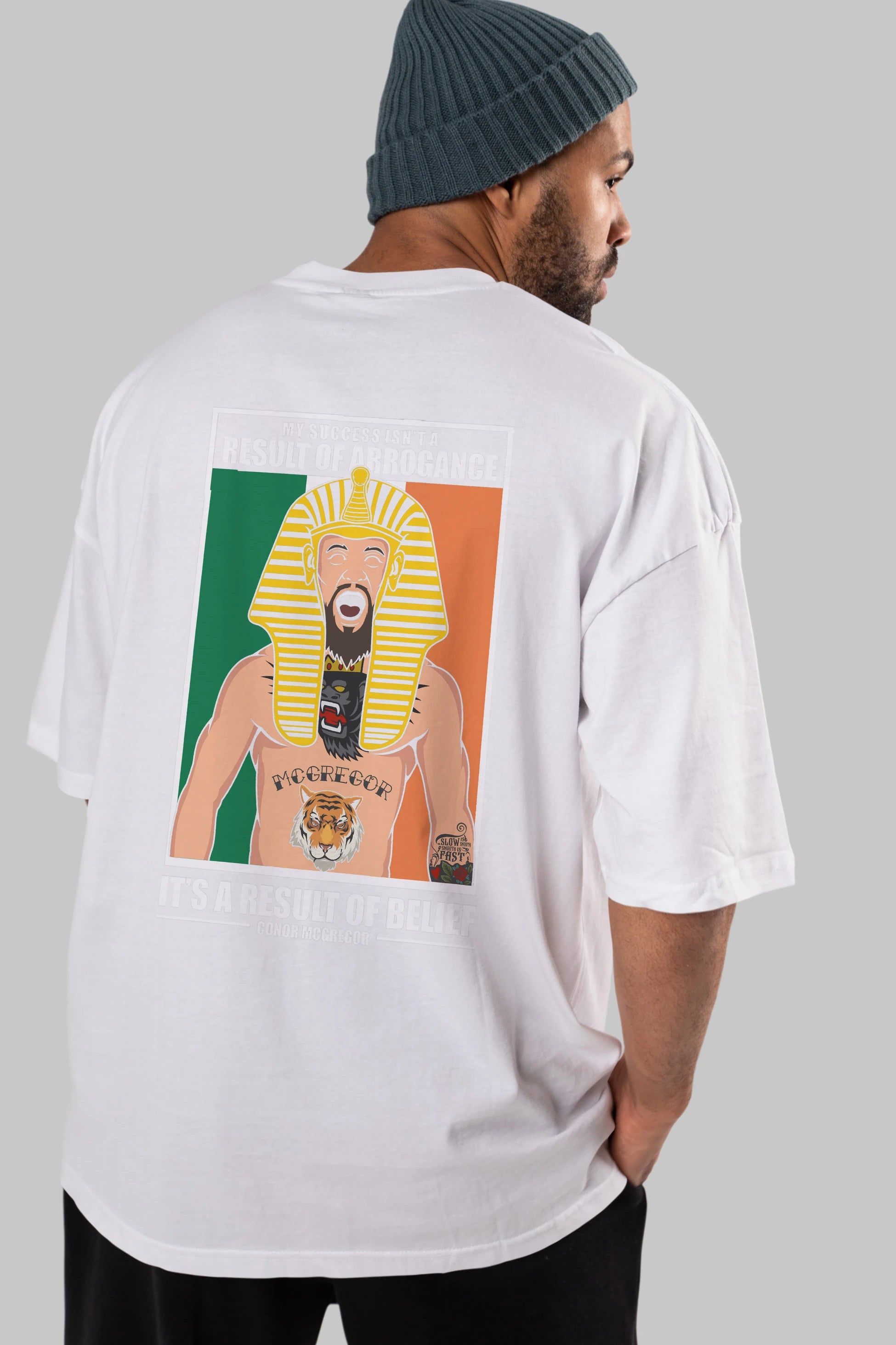 McGregor Pharaoh Arka Baskılı Oversize t-shirt Erkek Kadın Unisex %100 Pamuk tişort