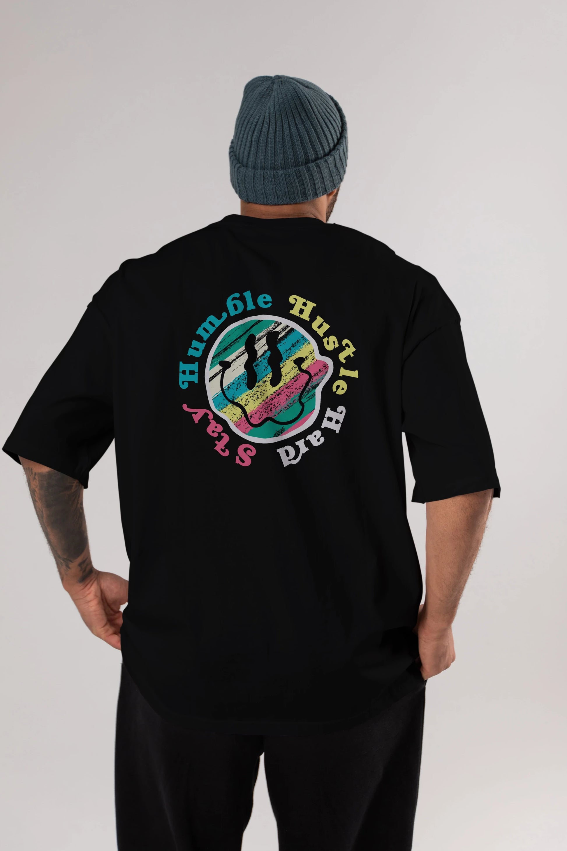 Stay Humble 2 Arka Baskılı Oversize t-shirt Erkek Kadın Unisex