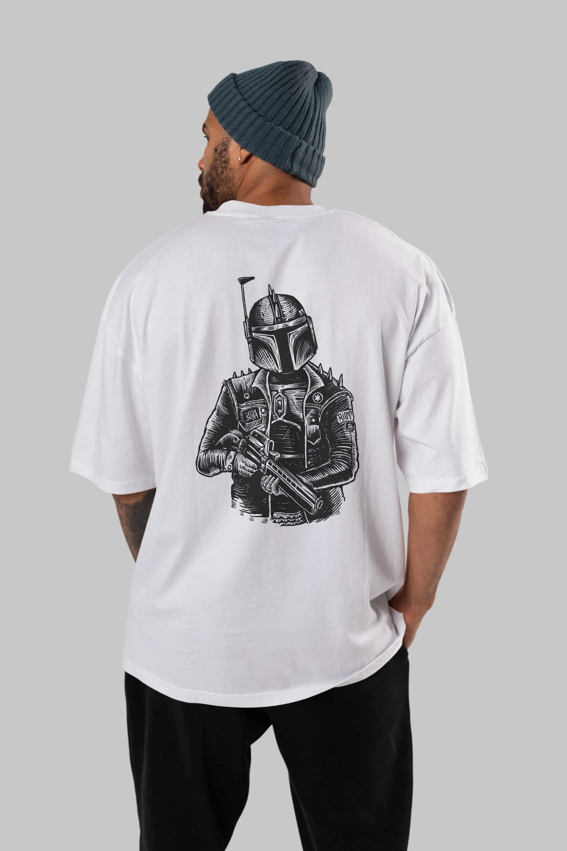 Boba Punk Arka Baskılı Oversize t-shirt Erkek Kadın Unisex %100 Pamuk