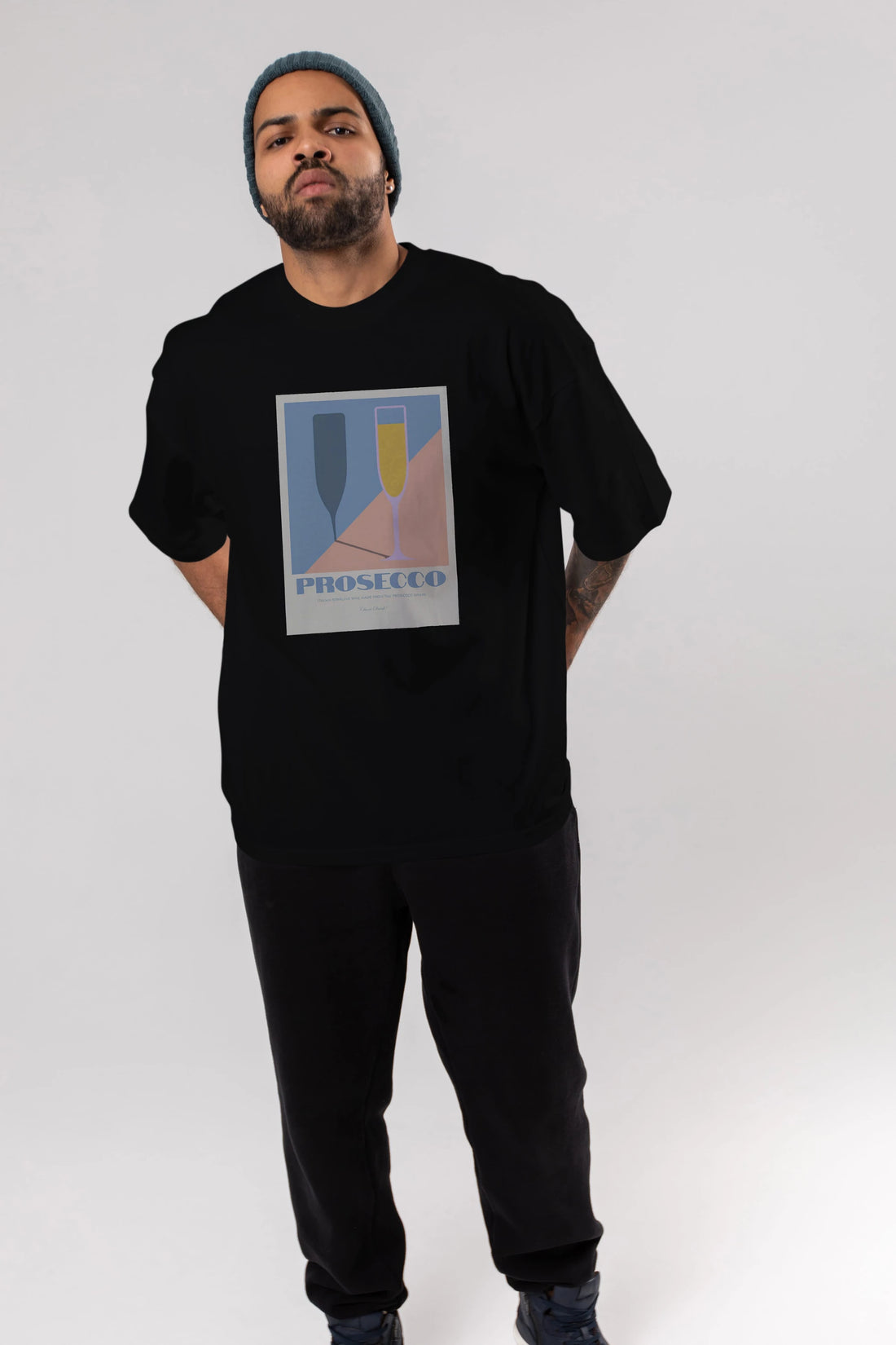 Prosecco Ön Baskılı Oversize t-shirt Erkek Kadın Unisex %100 Pamuk Bisiklet Yaka tişort
