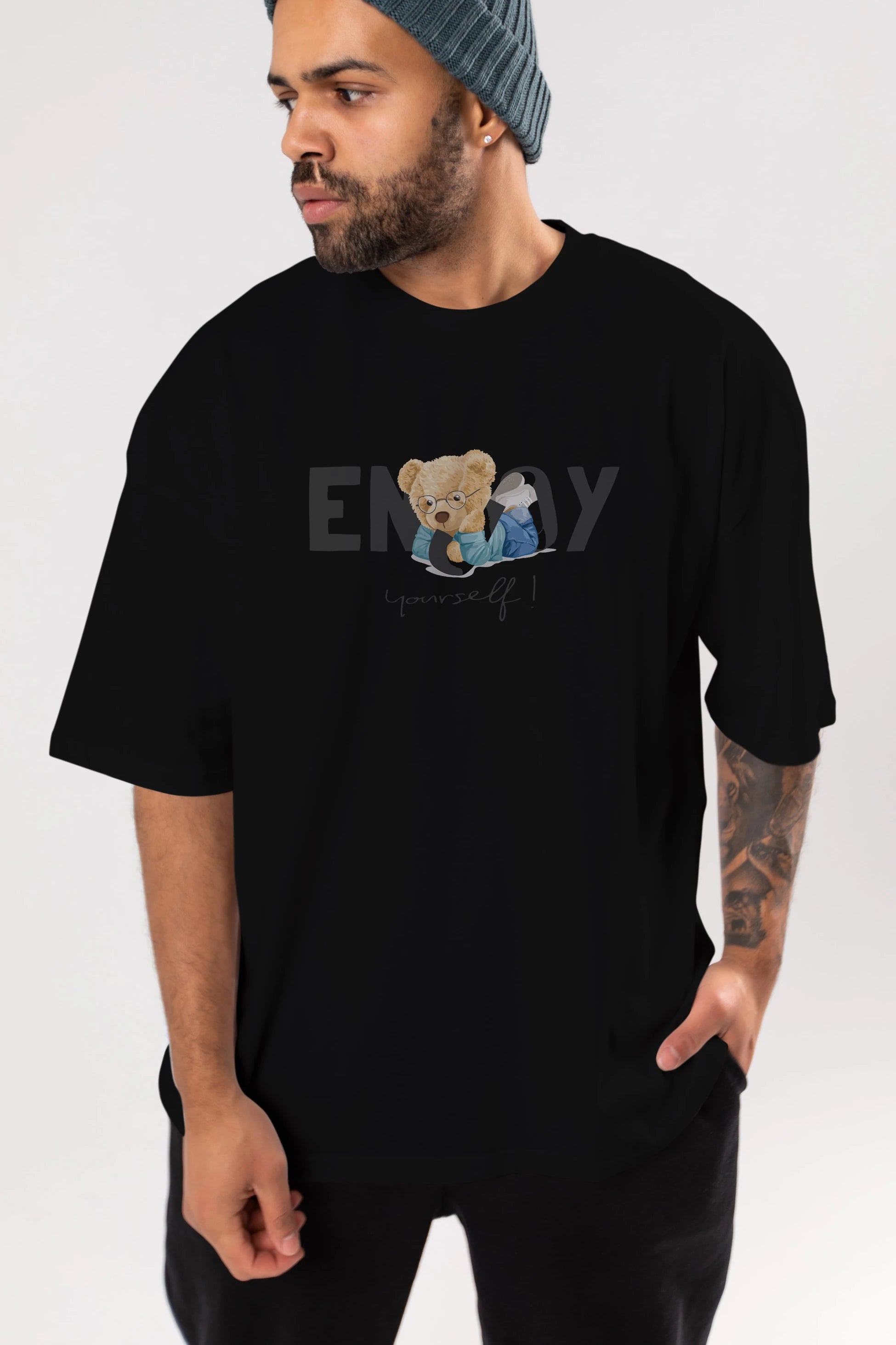 Teddy Bear Yourself Ön Baskılı Oversize t-shirt Erkek Kadın Unisex %100 Pamuk
