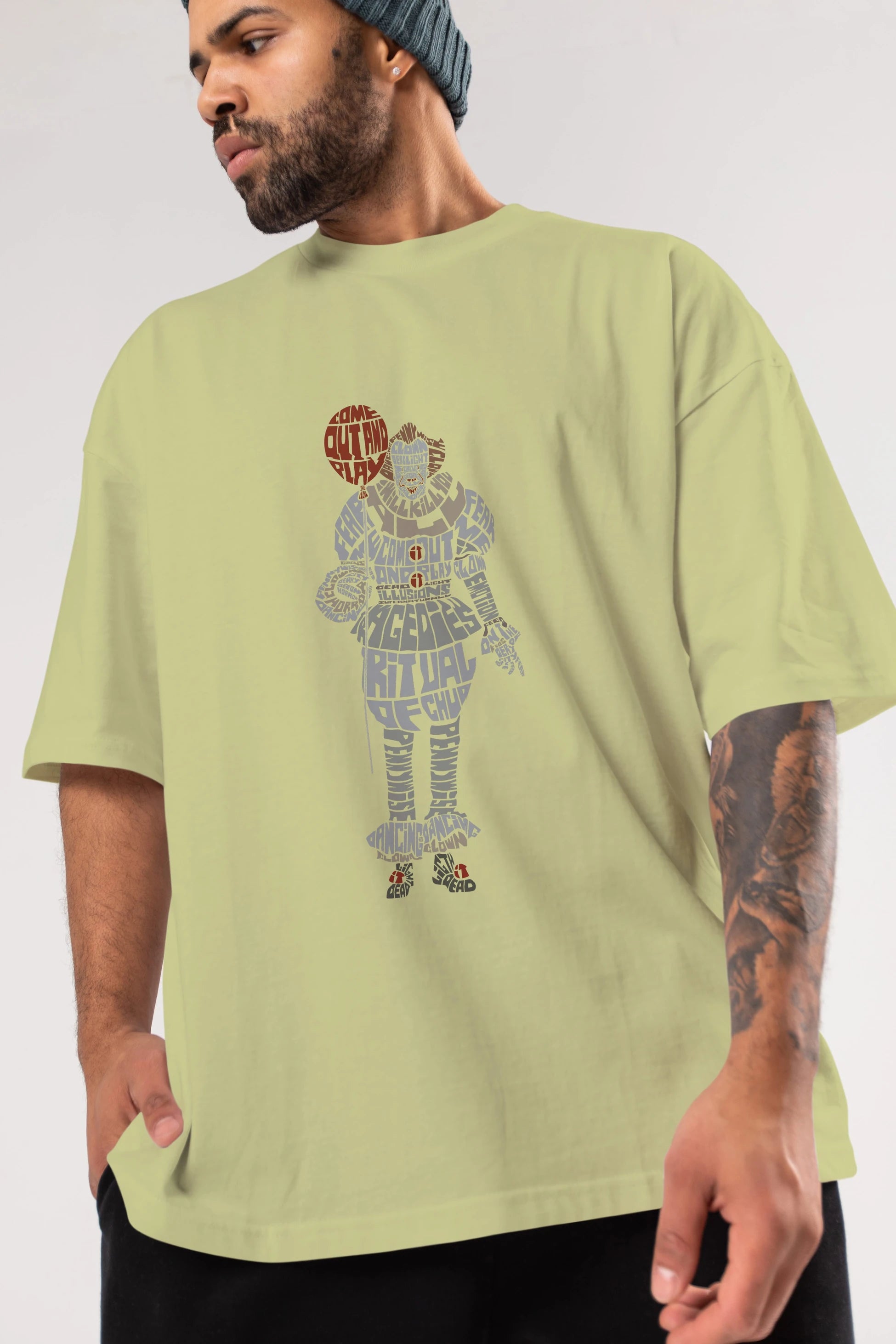 It Ön Baskılı Oversize t-shirt %100 pamuk Erkek Kadın Unisex