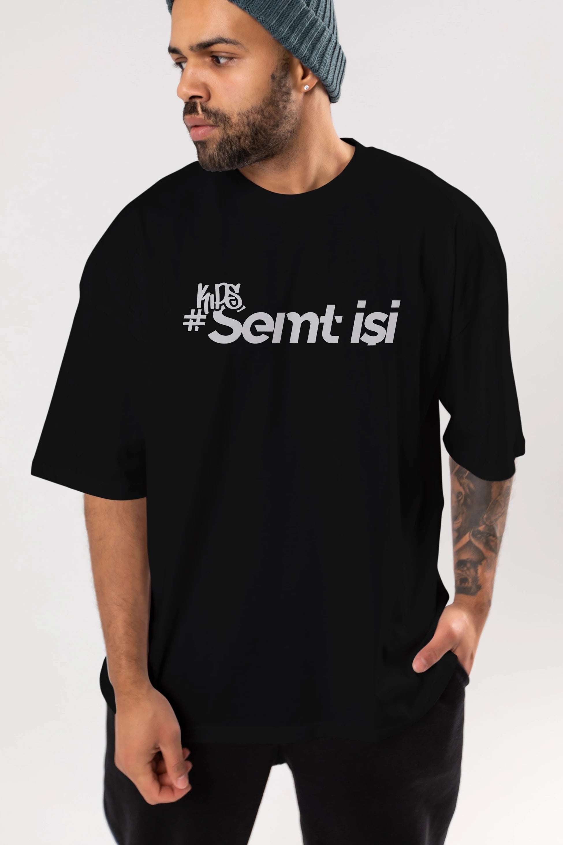 Semt İşi Ön Baskılı Oversize t-shirt %100 pamuk Erkek Kadın Unisex