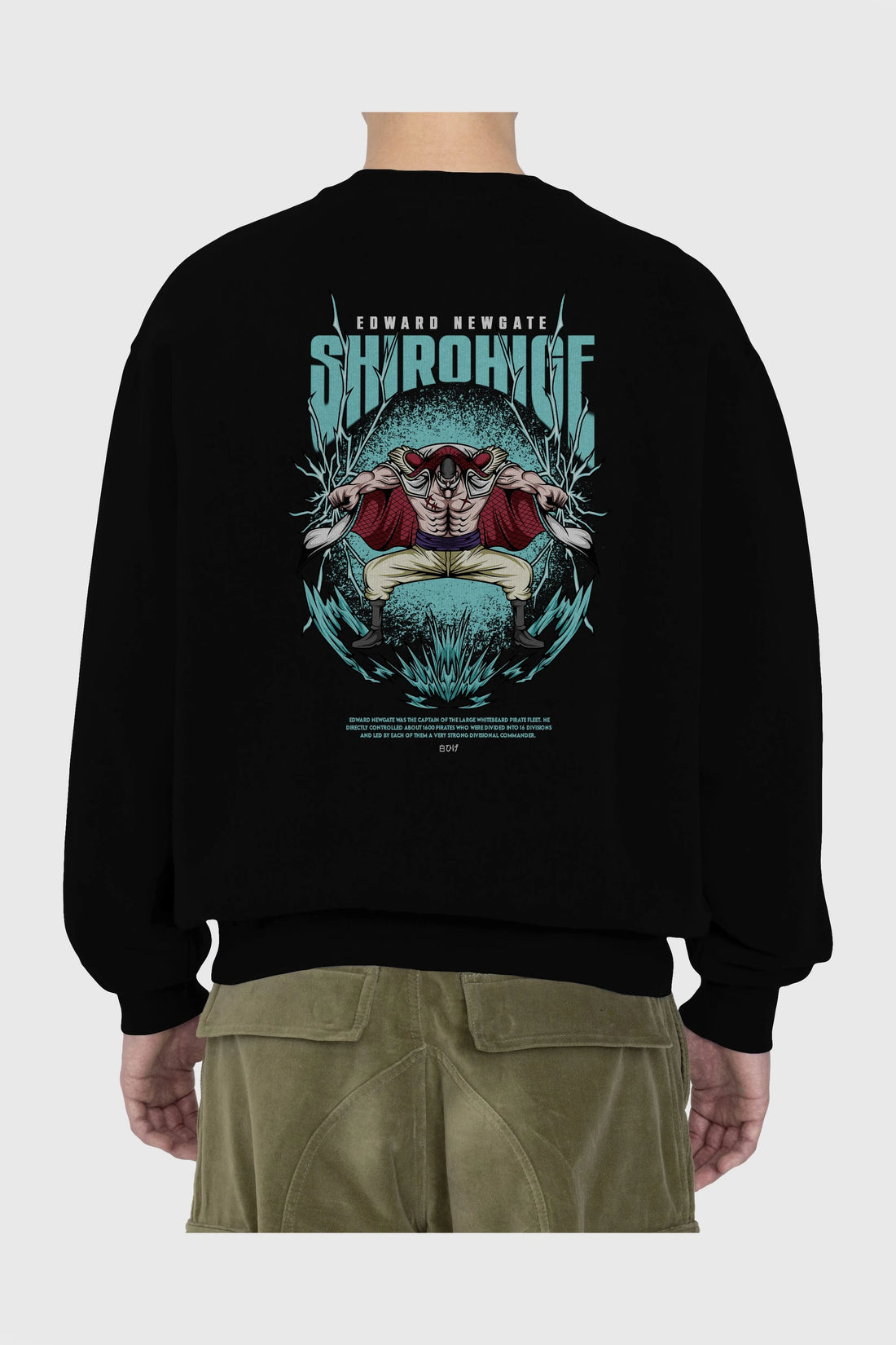 Shirohige Anime Arka Baskılı Oversize Sweatshirt Erkek Kadın Unisex
