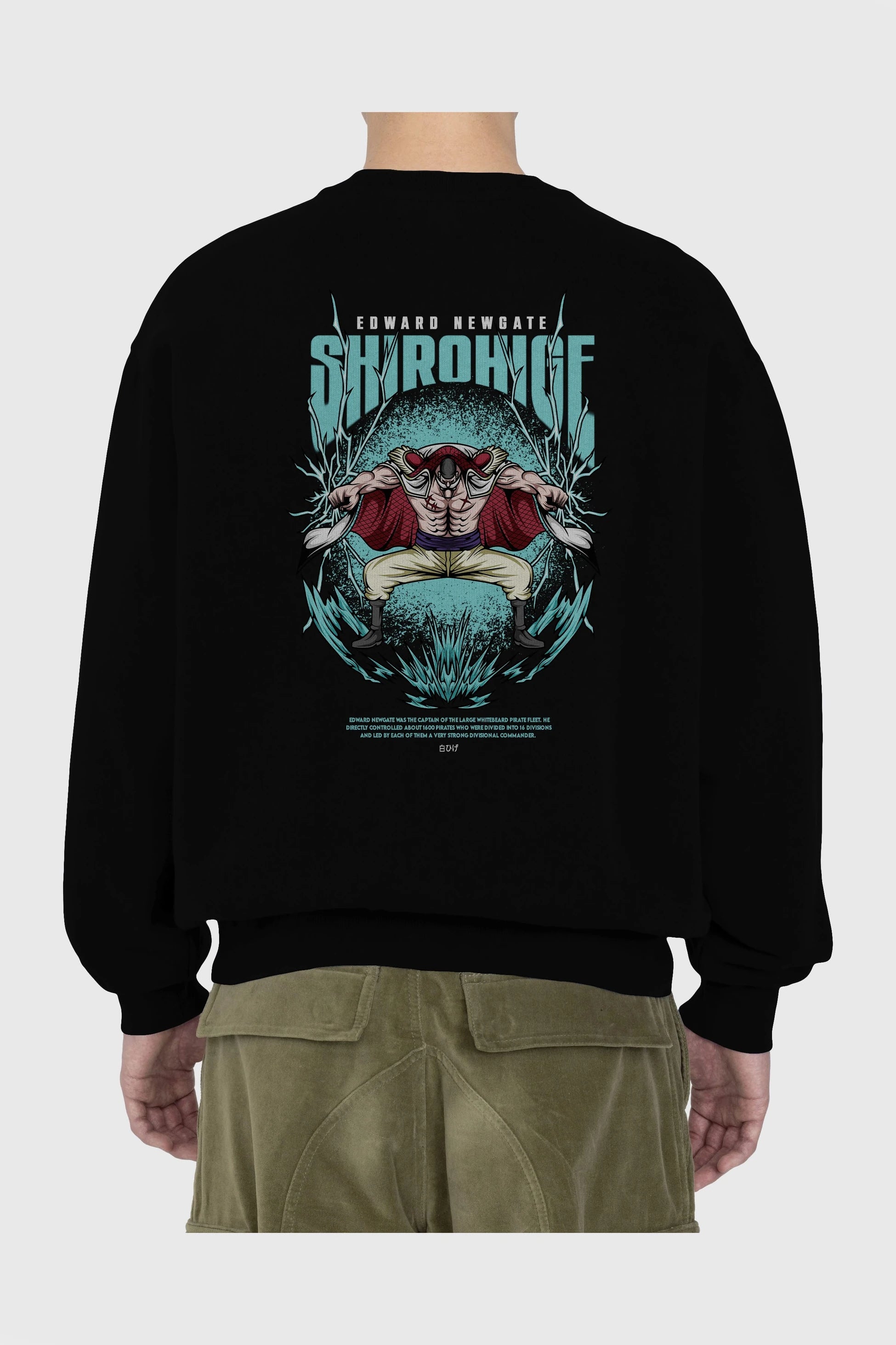 Shirohige Anime Arka Baskılı Oversize Sweatshirt Erkek Kadın Unisex