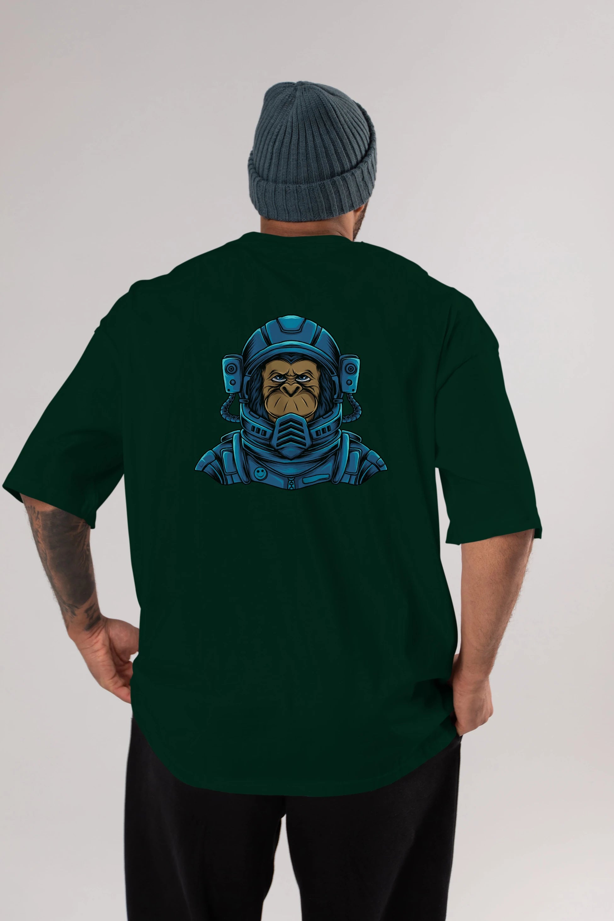 Astromonkey Arka Baskılı Oversize t-shirt Erkek Kadın Unisex