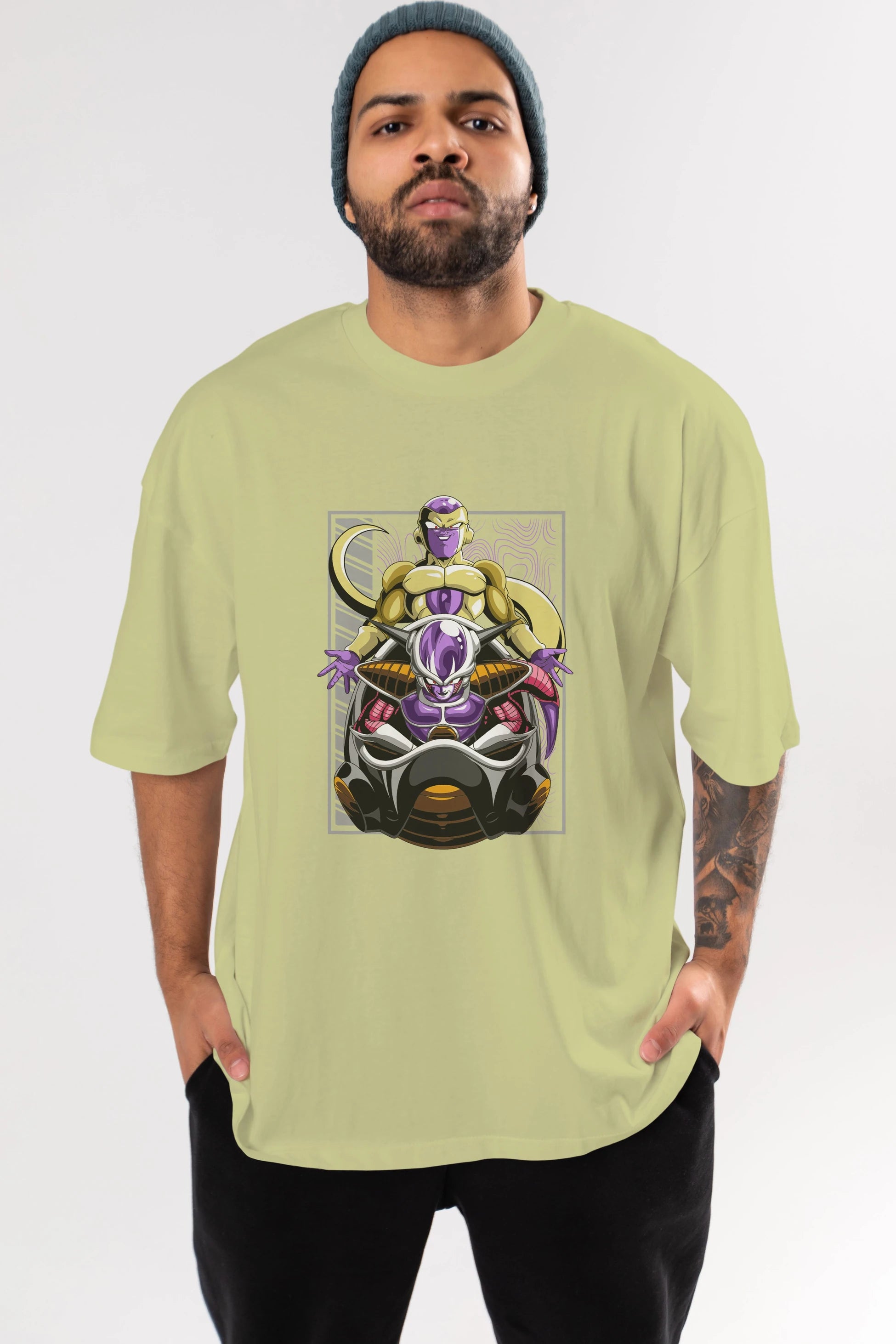 DragonBall Freezer Anime Ön Baskılı Oversize t-shirt %100 pamuk Erkek Kadın Unisex