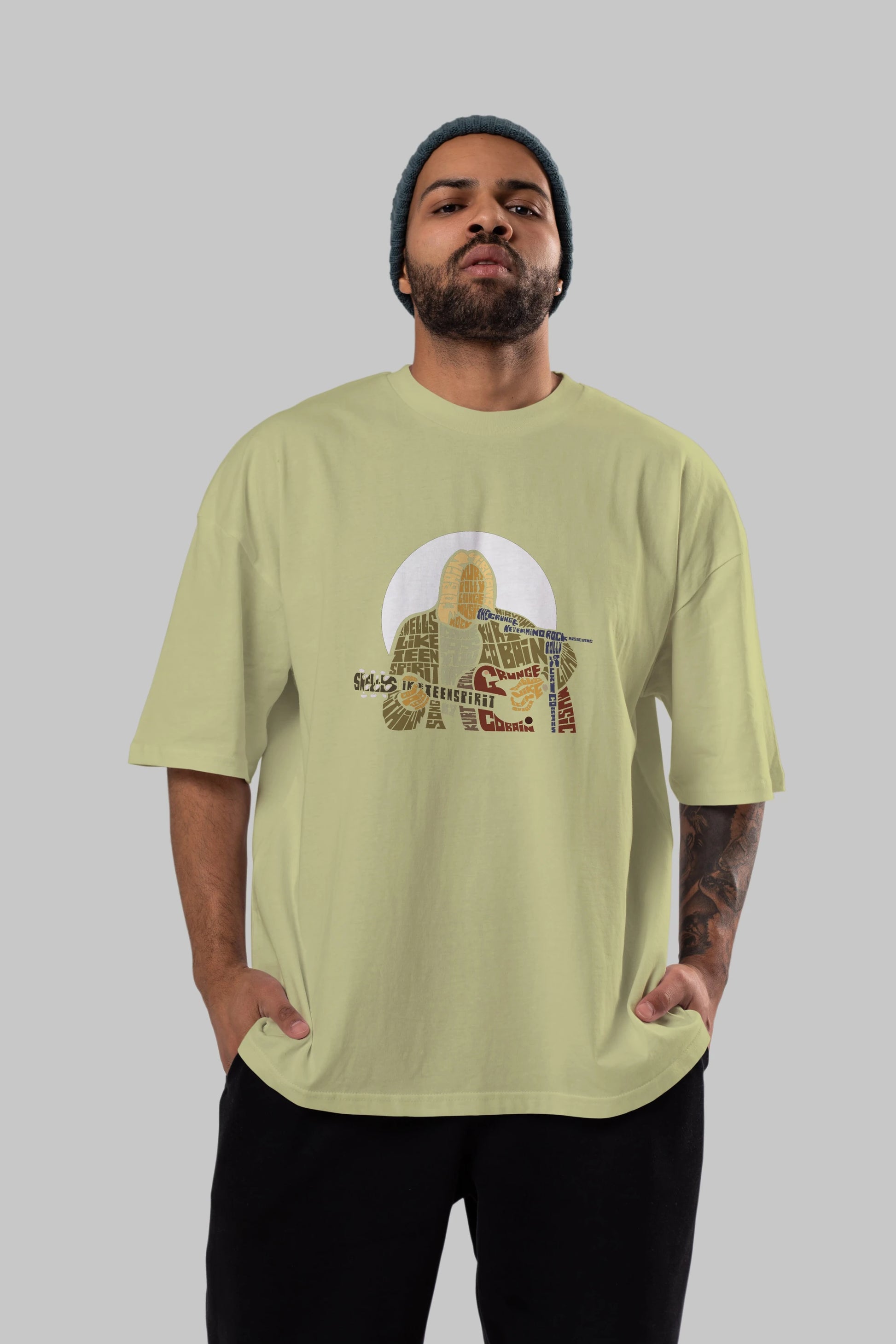 Kurt Cobain Ön Baskılı Oversize t-shirt %100 pamuk Erkek Kadın Unisex