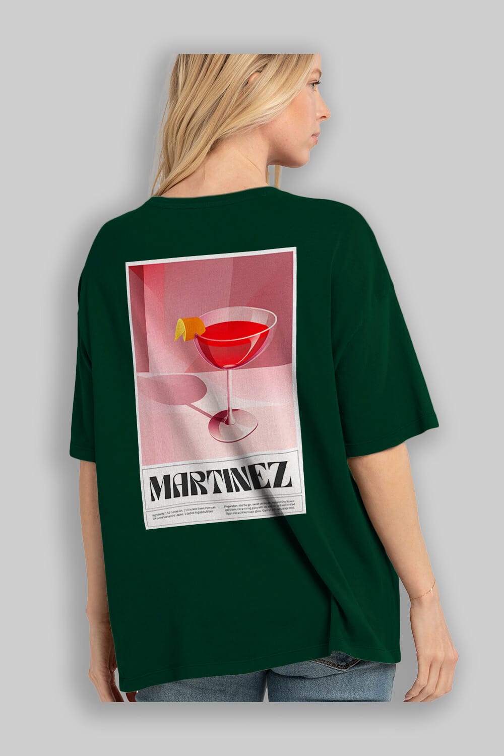 Martinez Arka Baskılı Oversize t-shirt Erkek Kadın Unisex %100 Pamuk Bisiklet Yaka tişort