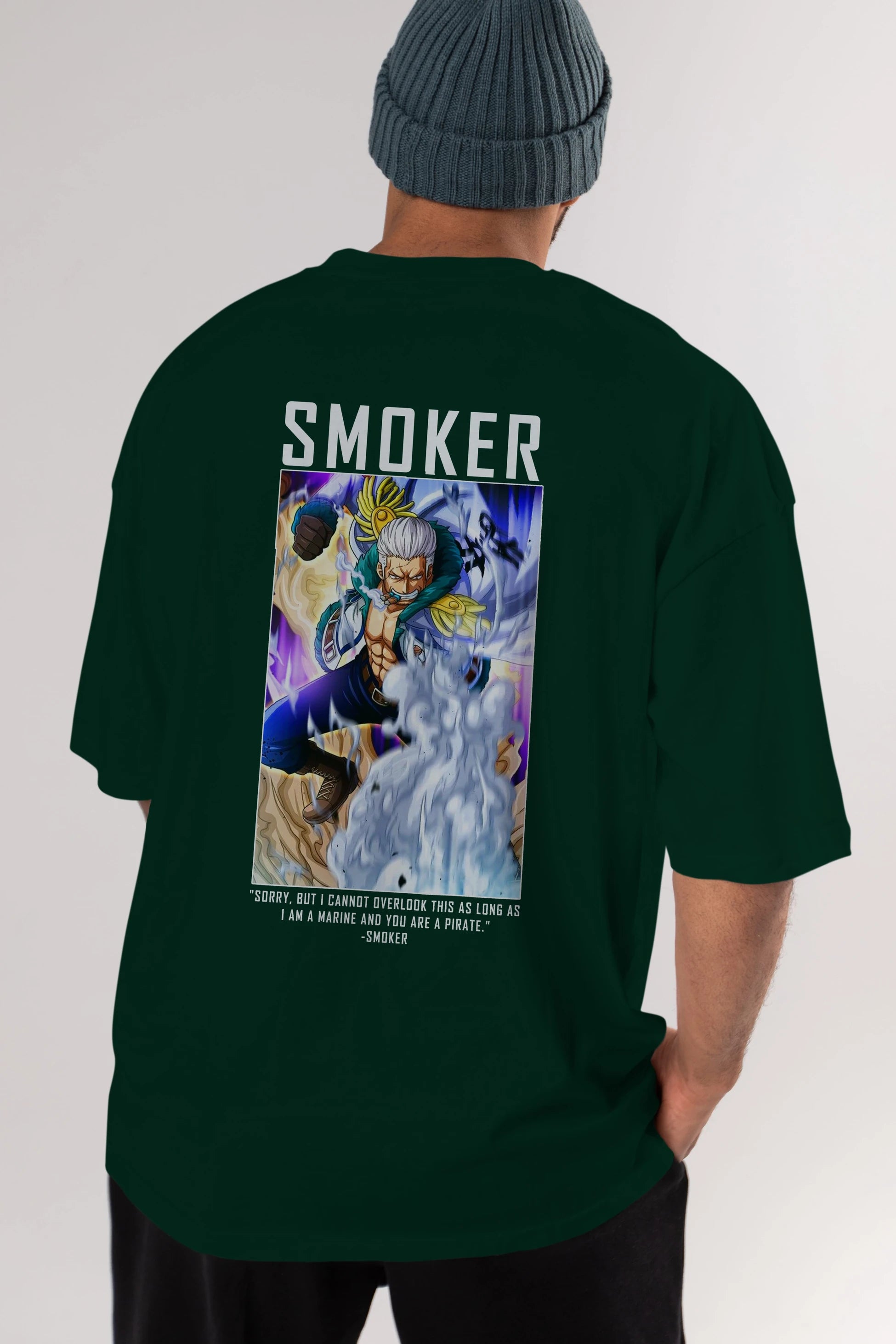 Smoker Anime Arka Baskılı Oversize t-shirt Erkek Kadın Unisex %100 pamuk tişort