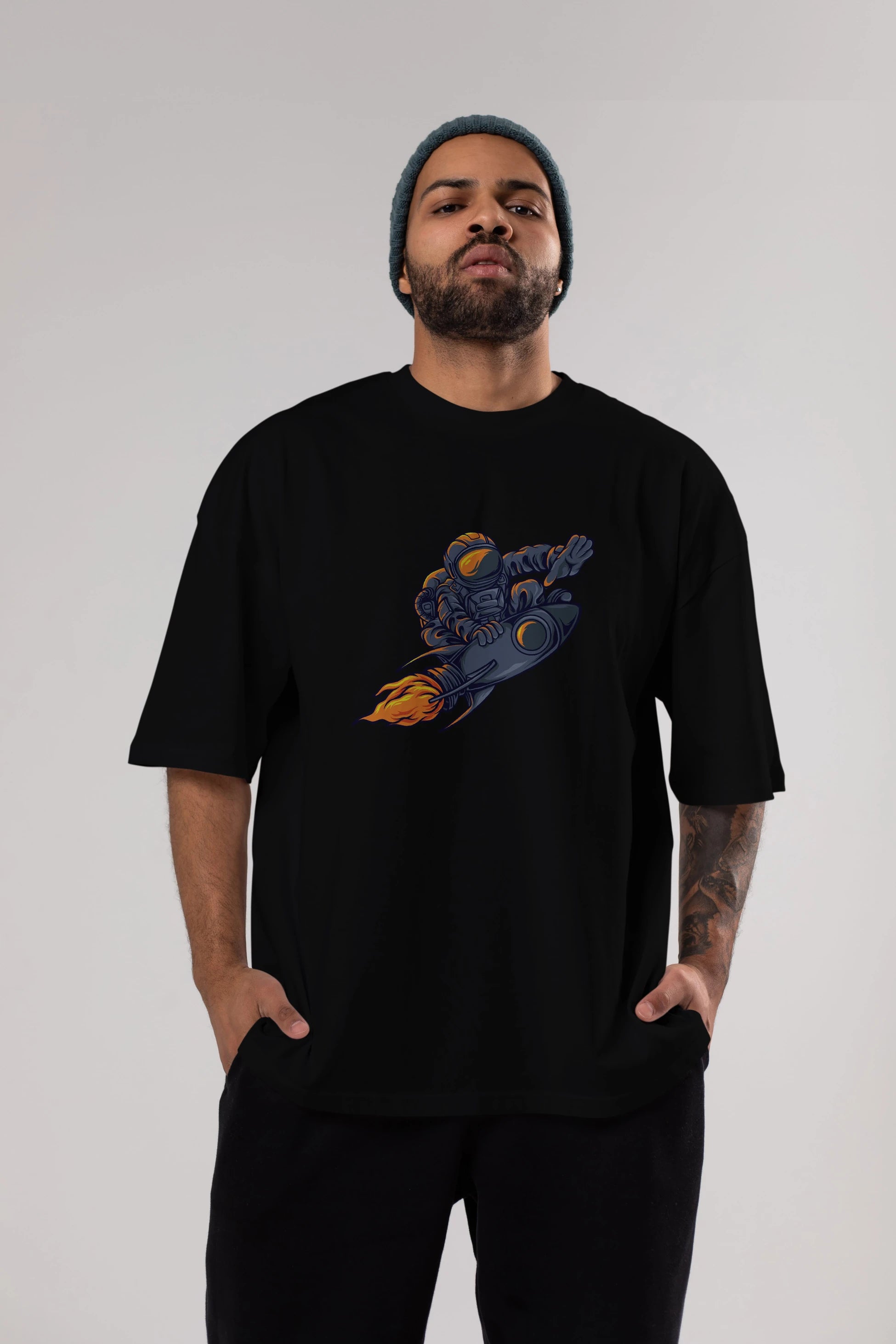 Astrocket Illustration Tshirt Ön Baskılı Oversize t-shirt Erkek Kadın Unisex