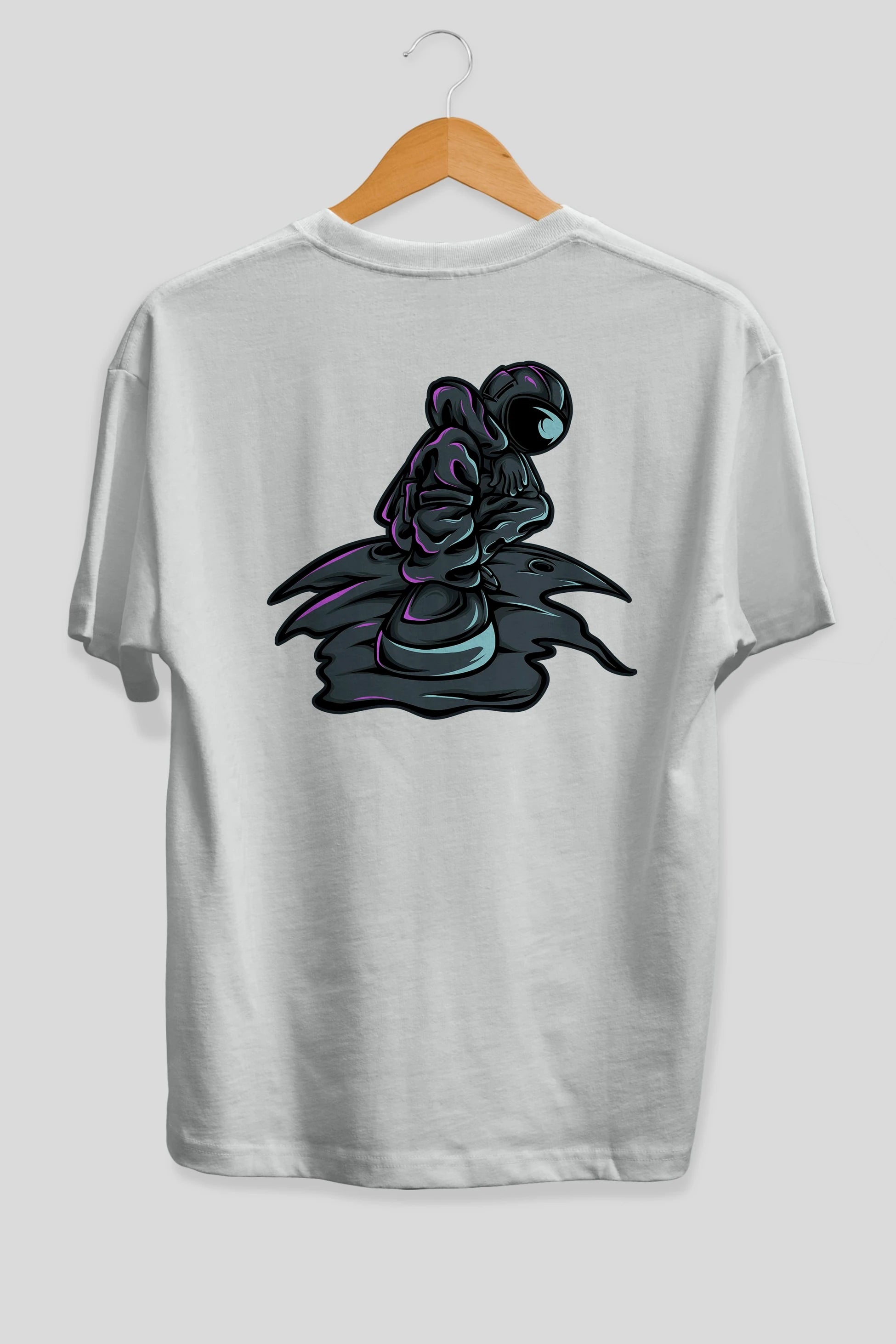 Stylish Astronaut Arka Baskılı Oversize t-shirt Erkek Kadın Unisex
