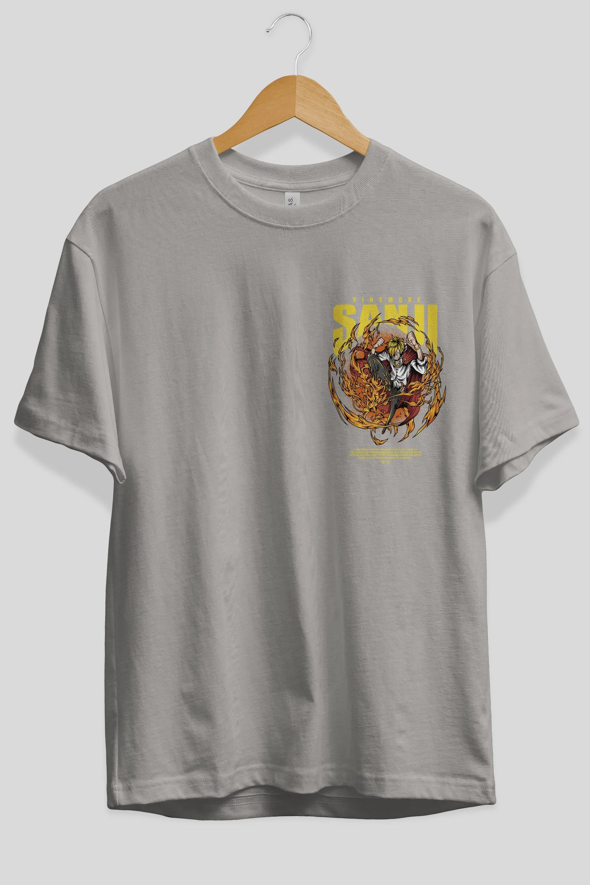 Vinsmoke Sanji Ön Sol Baskılı Oversize t-shirt Erkek Kadın Unisex %100 Pamuk Bisiklet Yaka tişort