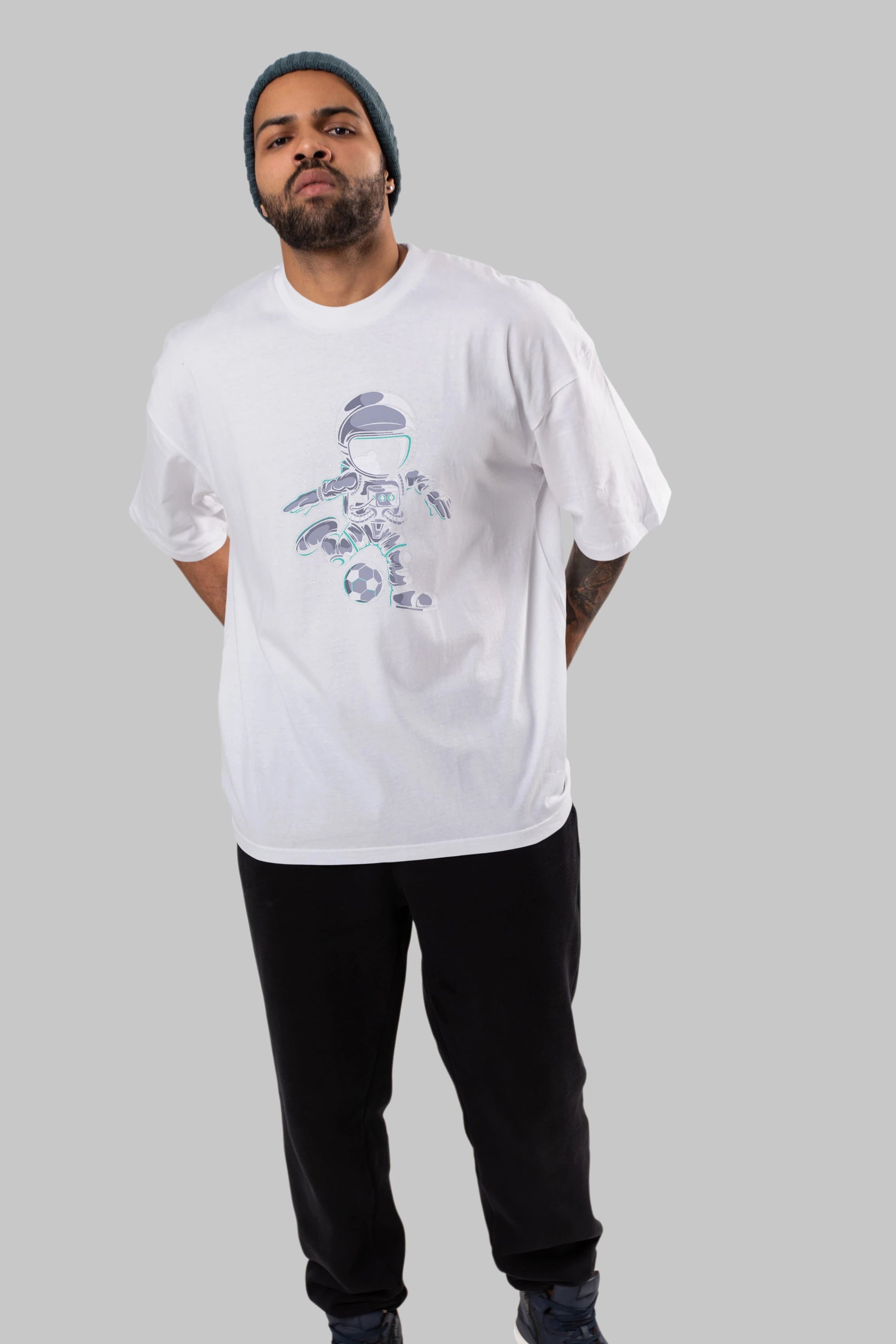 Astronaut Soccer (2) Ön Baskılı Oversize t-shirt Erkek Kadın Unisex