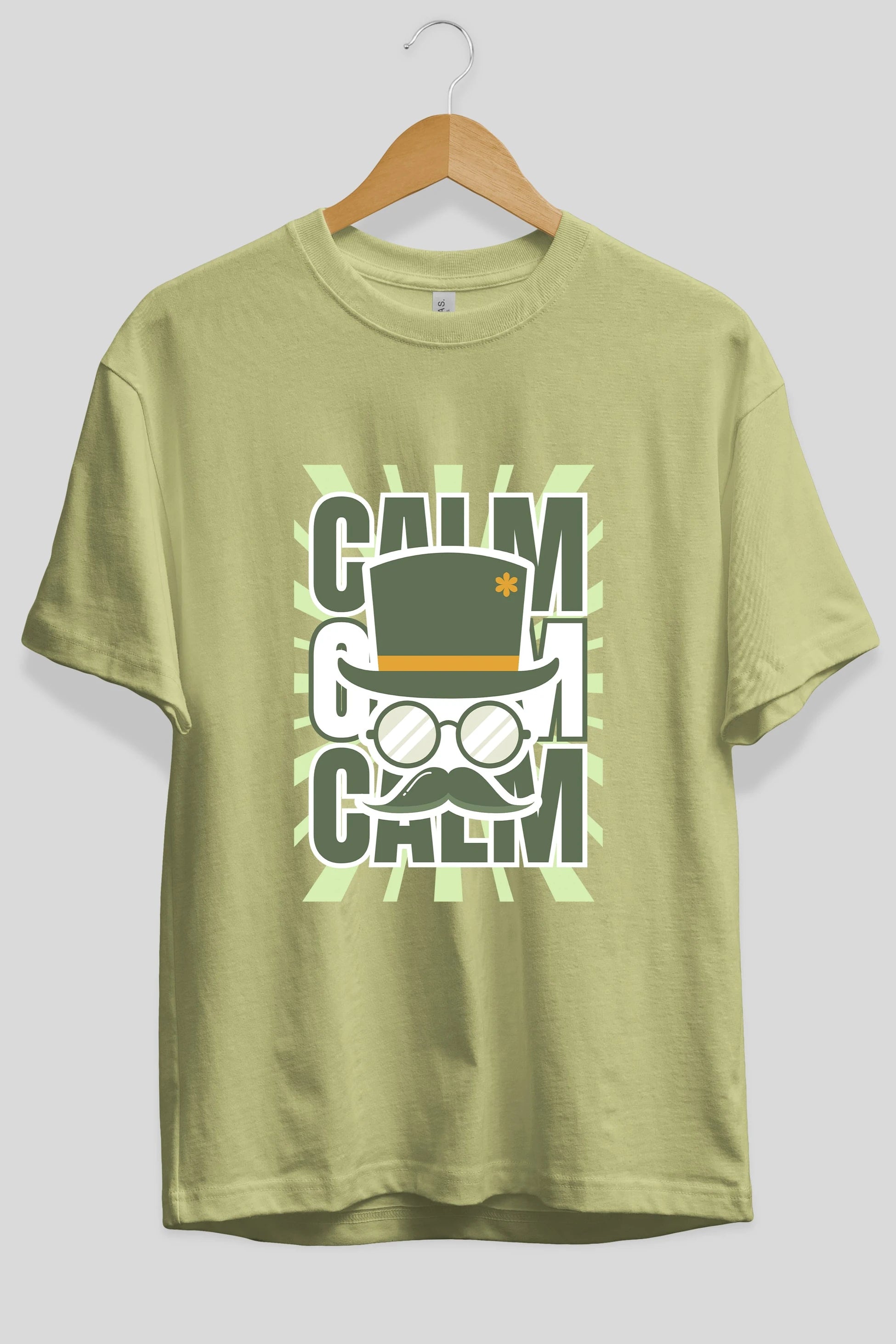 Calm Yazılı Ön Baskılı Oversize t-shirt Erkek Kadın Unisex