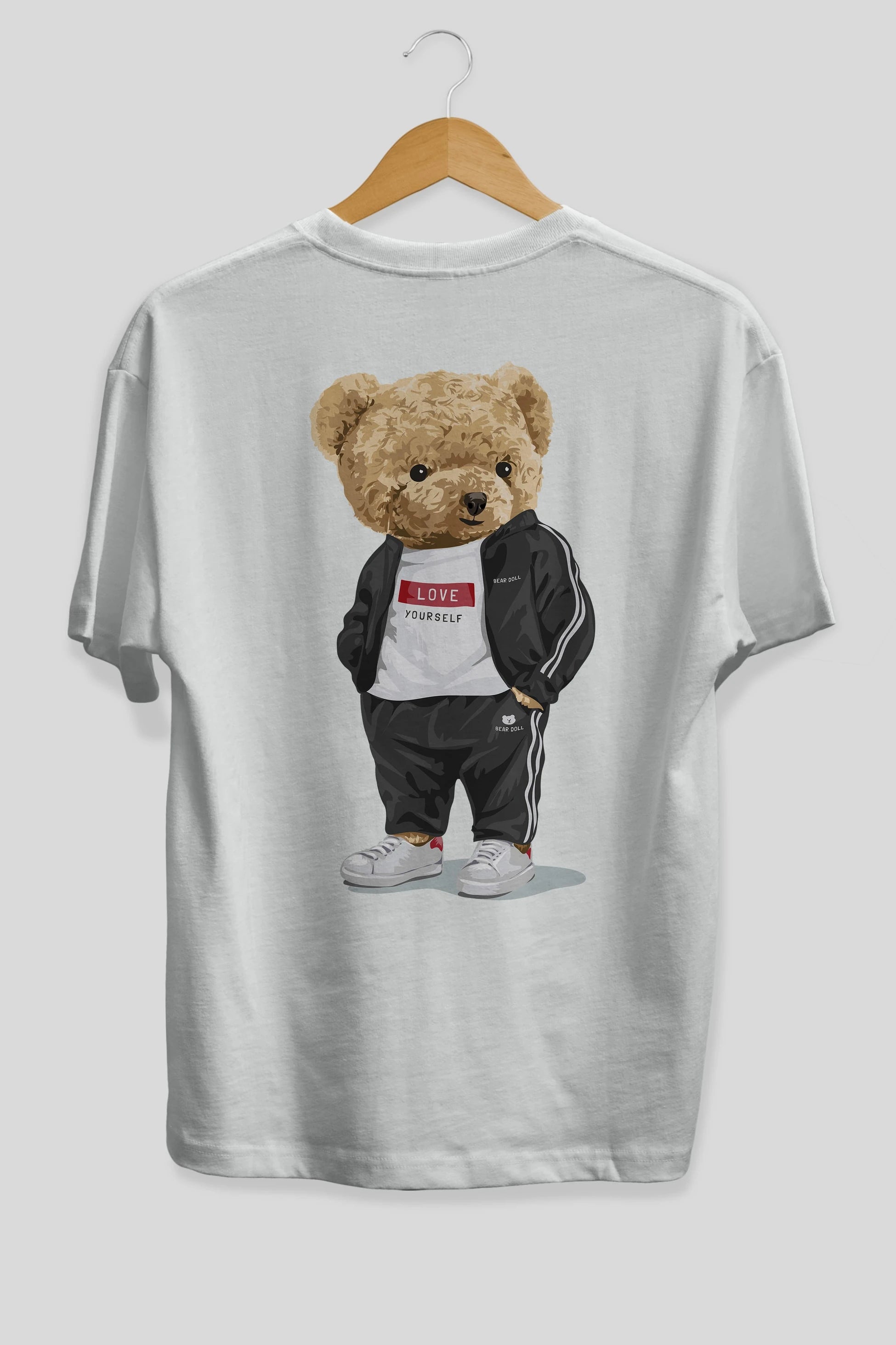 Teddy Bear Love Yourself Arka Baskılı Oversize t-shirt Erkek Kadın Unisex %100 Pamuk
