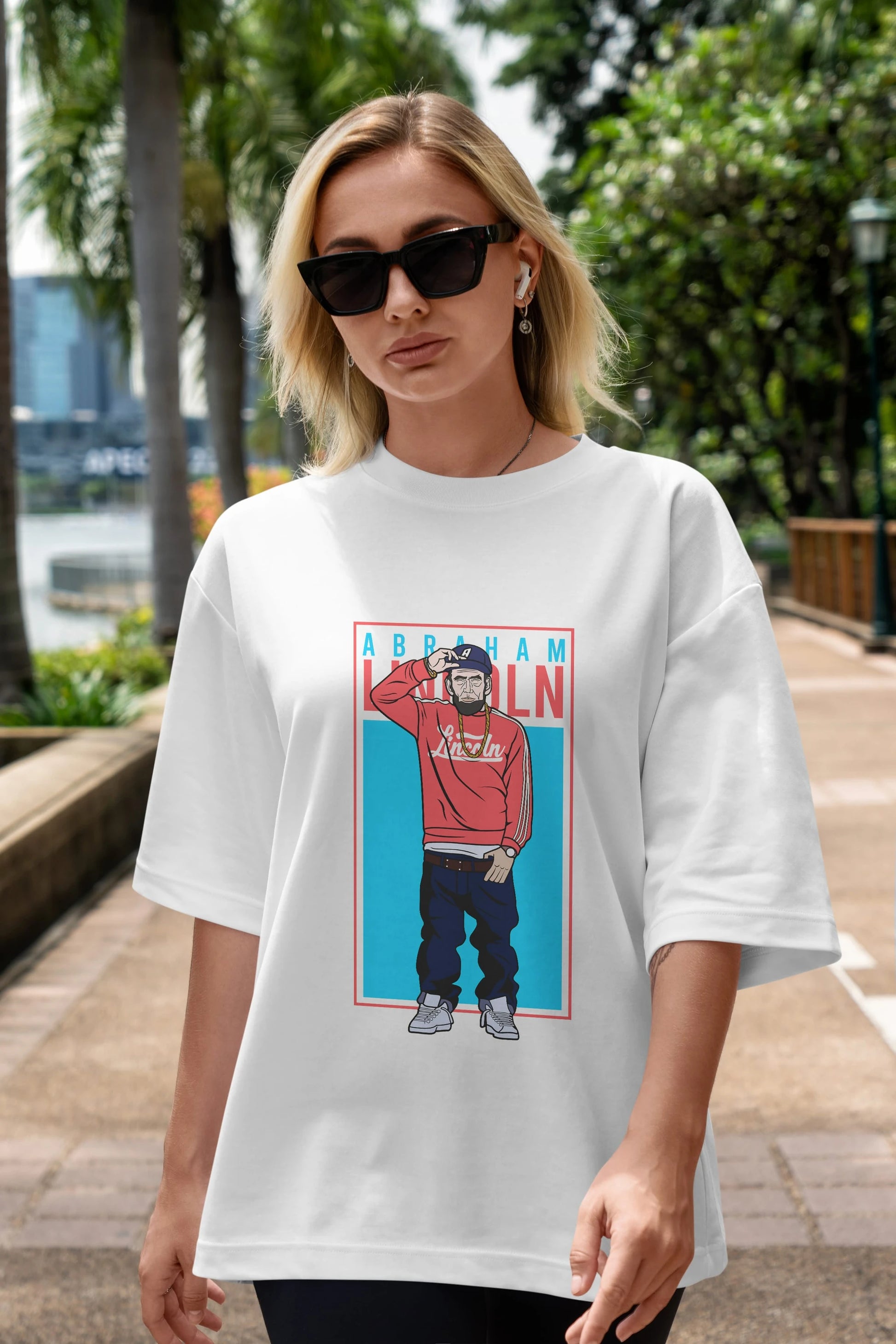 Abraham Lincoln Ön Baskılı Oversize t-shirt Erkek Kadın Unisex %100 Pamuk tişort