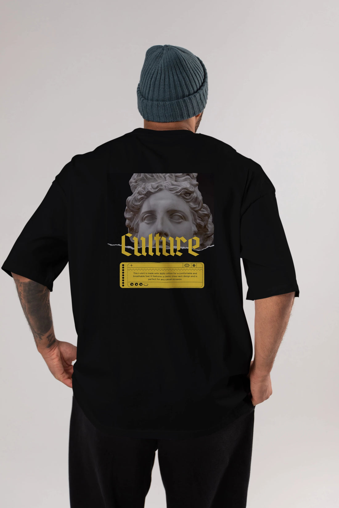 Culture Yazılı Arka Baskılı Oversize t-shirt Erkek Kadın Unisex