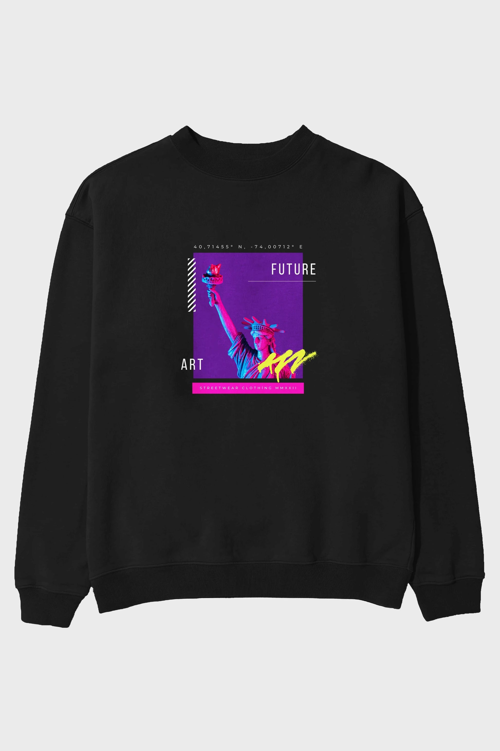 Future Art Ön Baskılı Oversize Sweatshirt Erkek Kadın Unisex