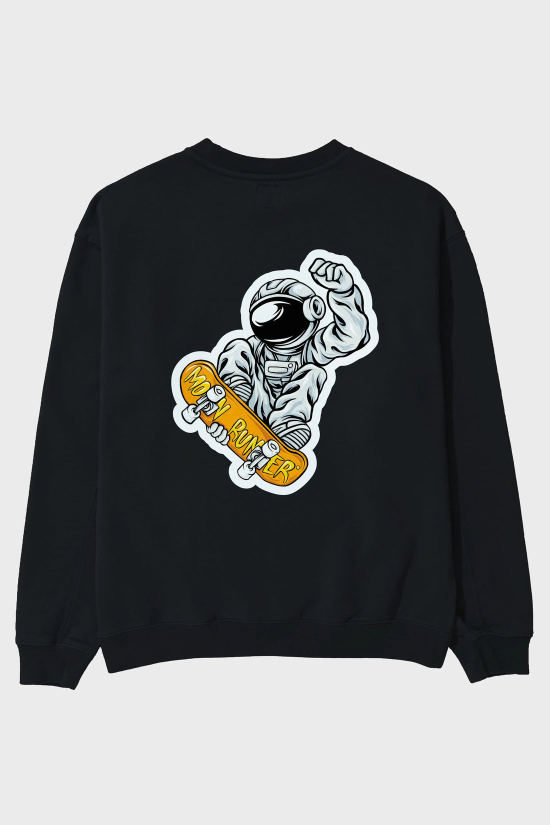 Moon Runner Sticker Arka Baskılı Oversize Sweatshirt Erkek Kadın Unisex