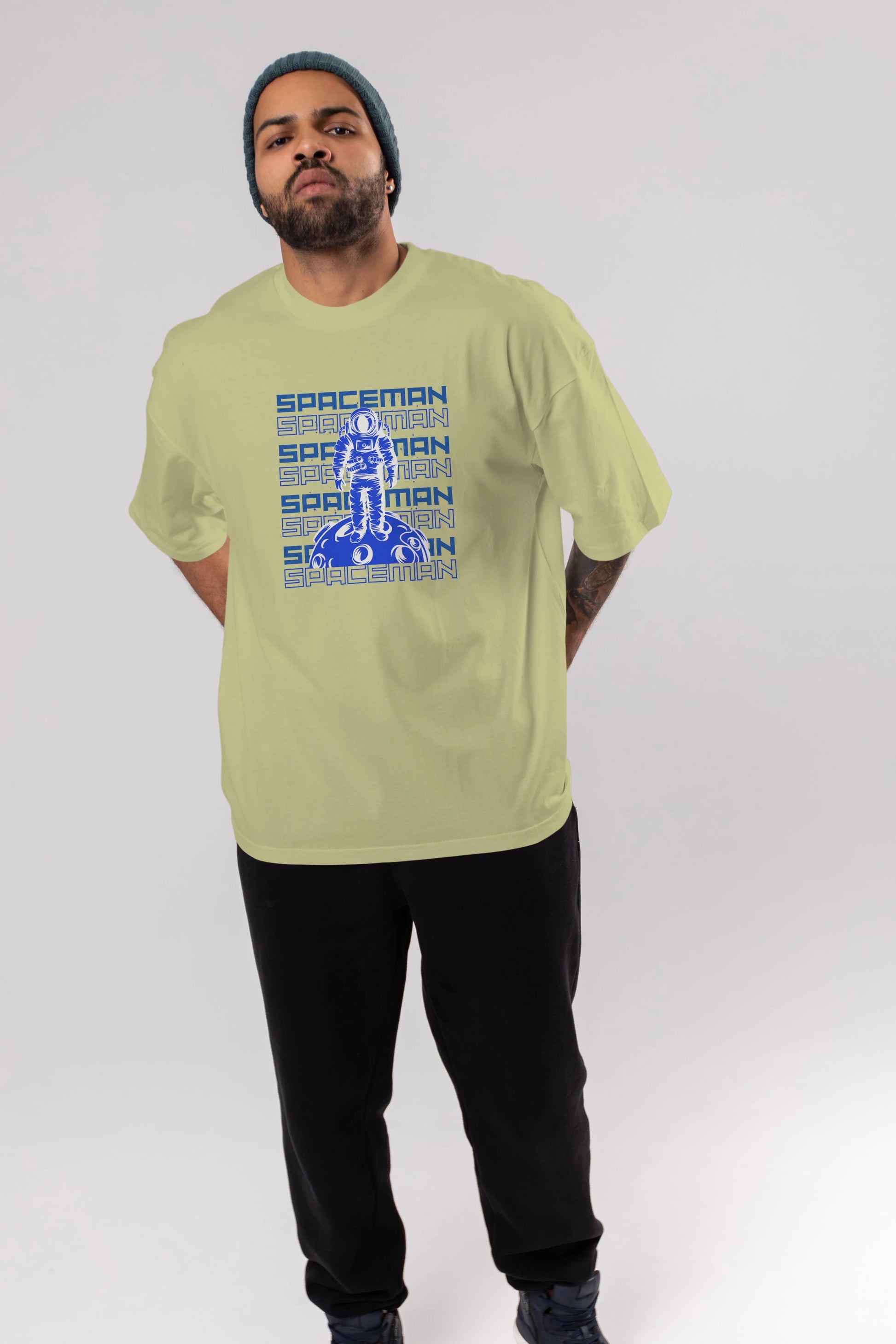 Spaceman Yazılı Ön Baskılı Oversize t-shirt Erkek Kadın Unisex