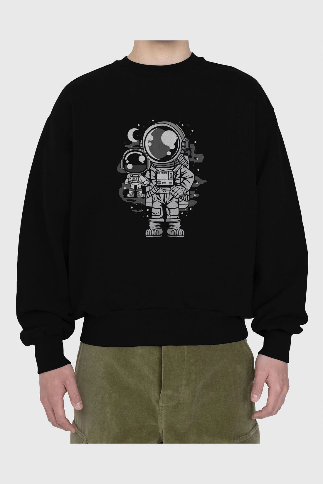 Astronaut And His Doll Ön Baskılı Oversize Sweatshirt Erkek Kadın Unisex