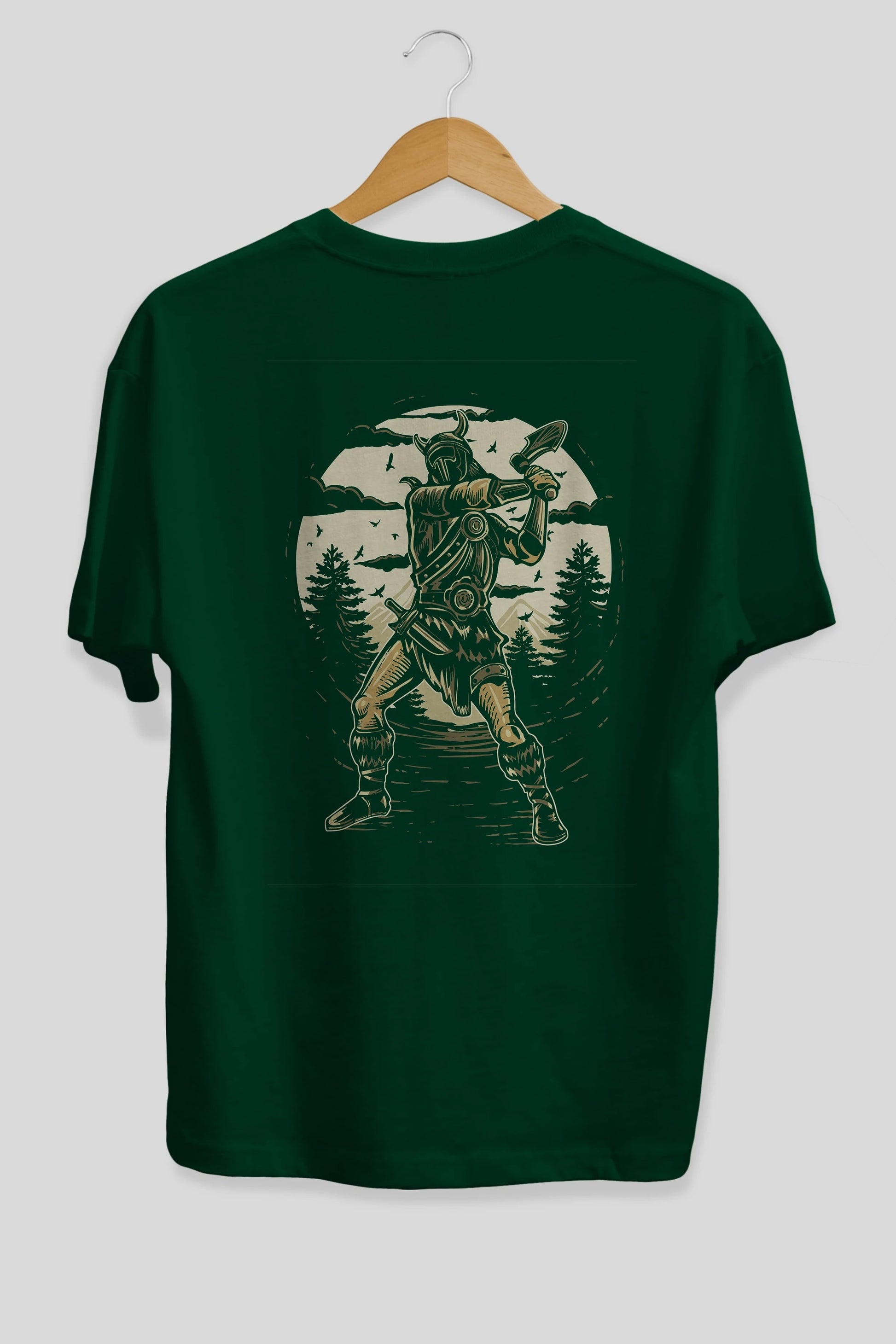 Viking Arka Baskılı Oversize t-shirt Erkek Kadın Unisex %100 Pamuk