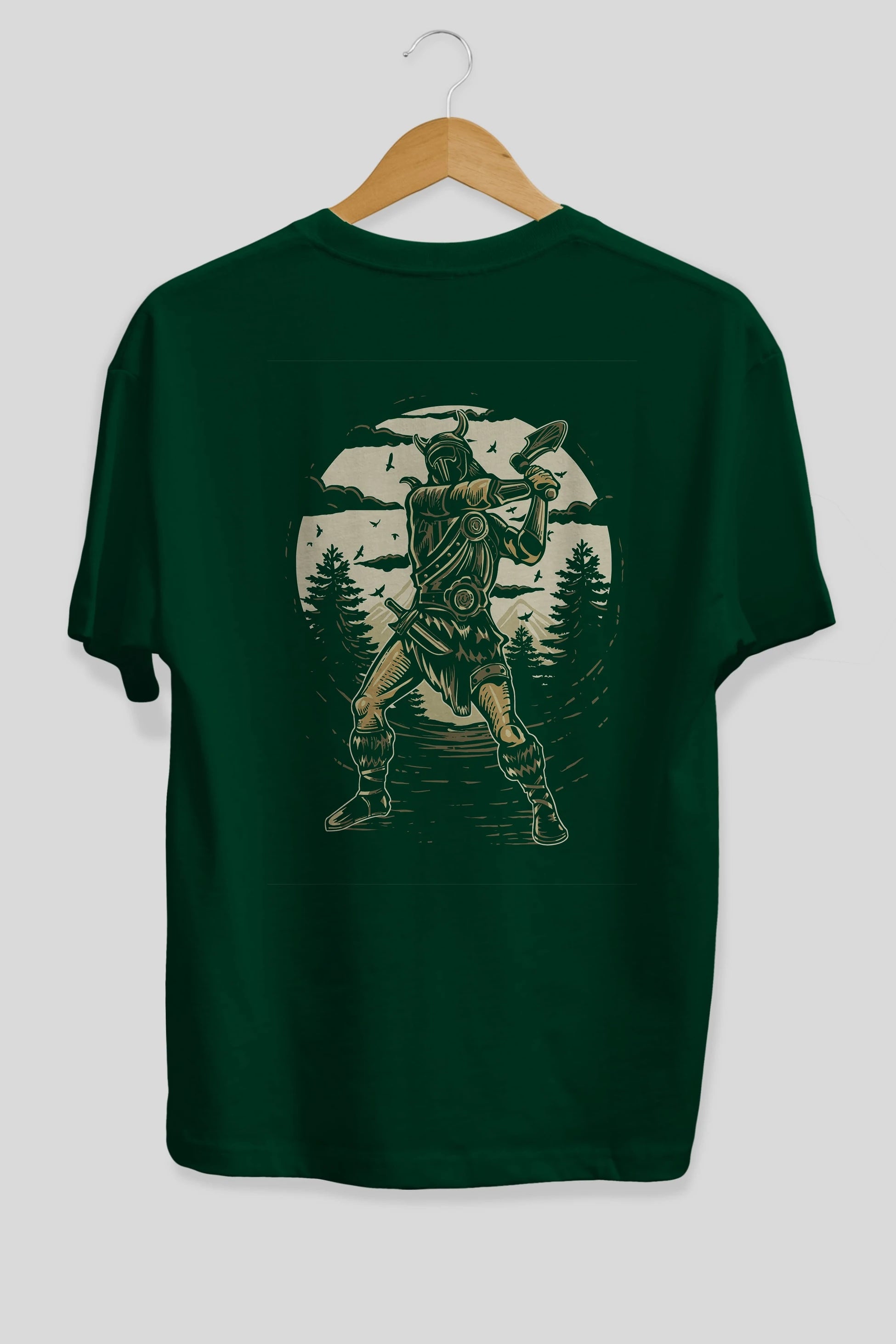 Viking Arka Baskılı Oversize t-shirt Erkek Kadın Unisex %100 Pamuk